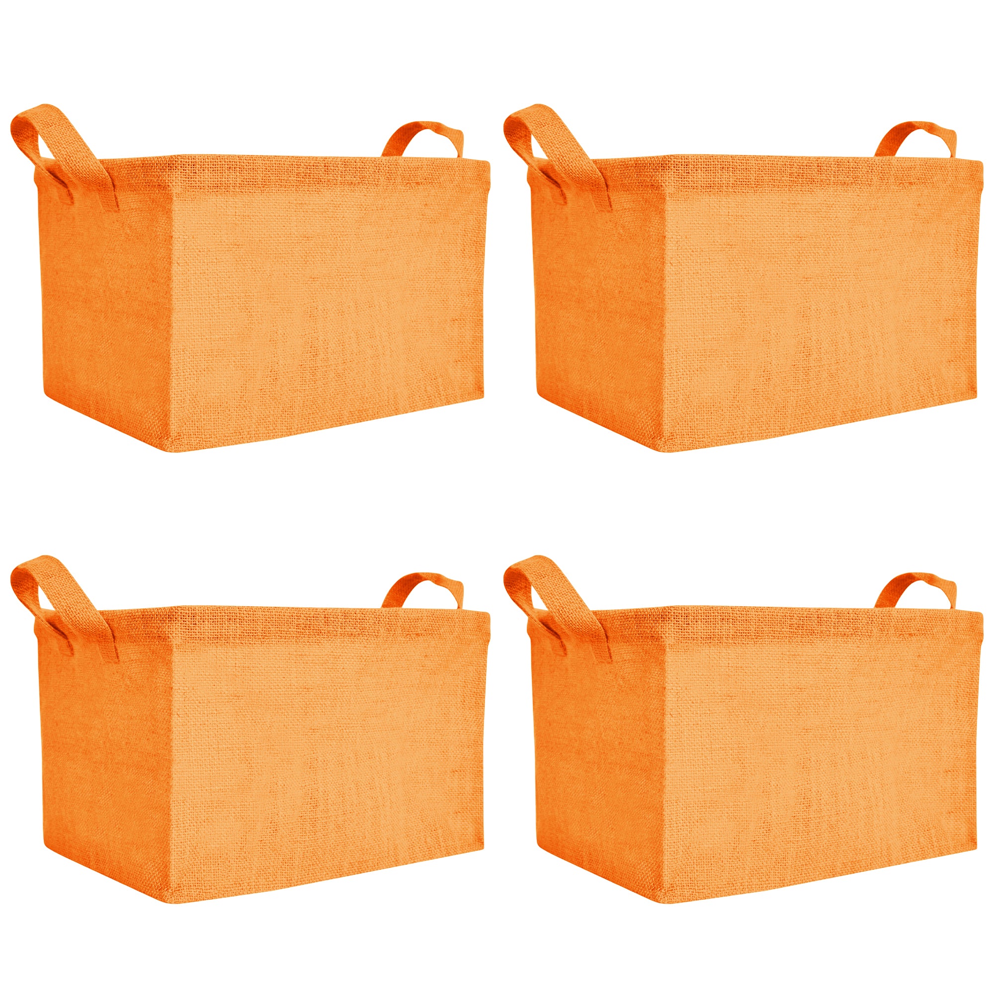 Coloured Collapsible Jute Baskets – Laundry Basket Storage with Handles for Living Room, Bedroom – Small Clothes & Toys (Set of 4)