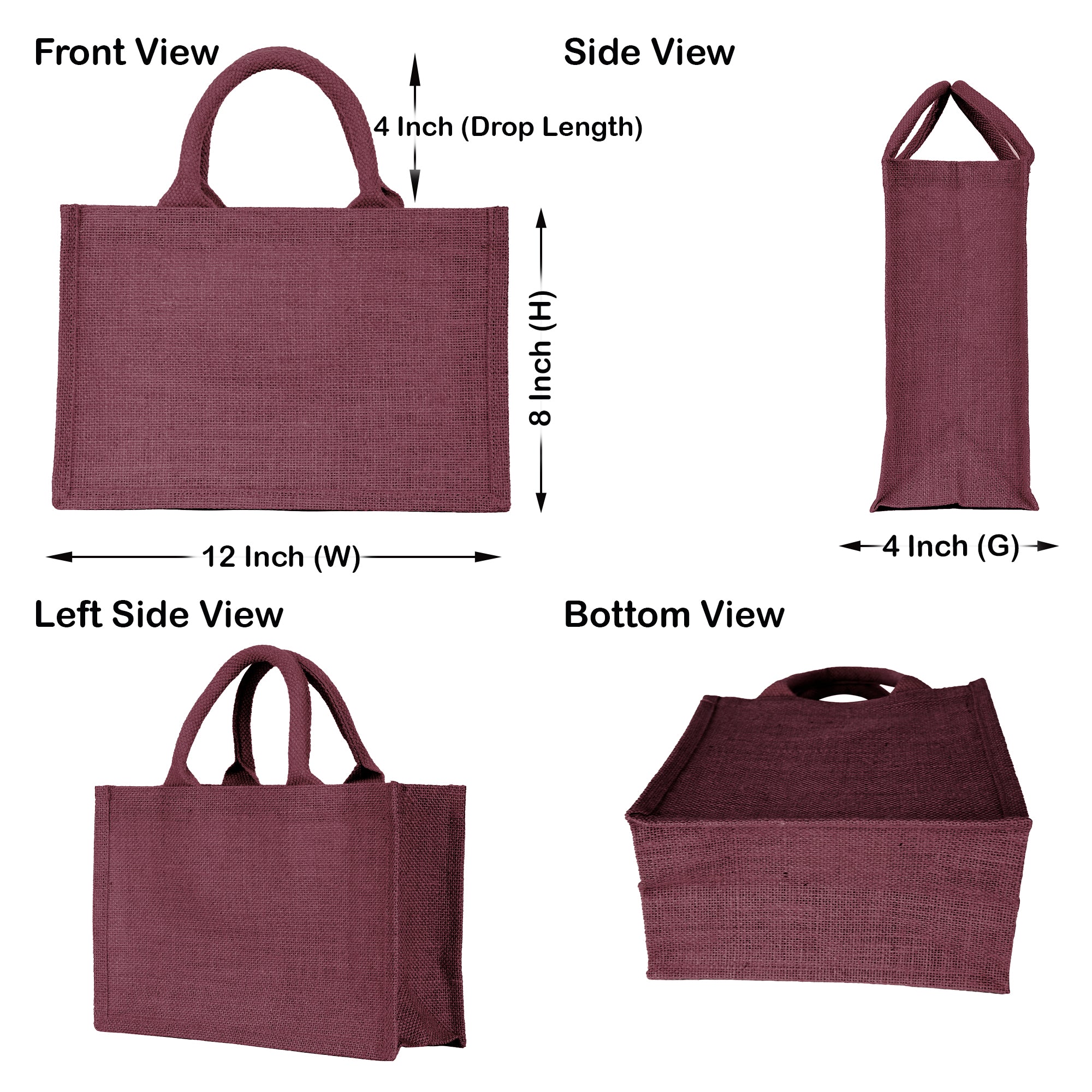 Colorful Jute Tote Bags – Burlap Shopping Totes for Promotions, Holidays, Weddings, Travel & Everyday Use (Set of 4)