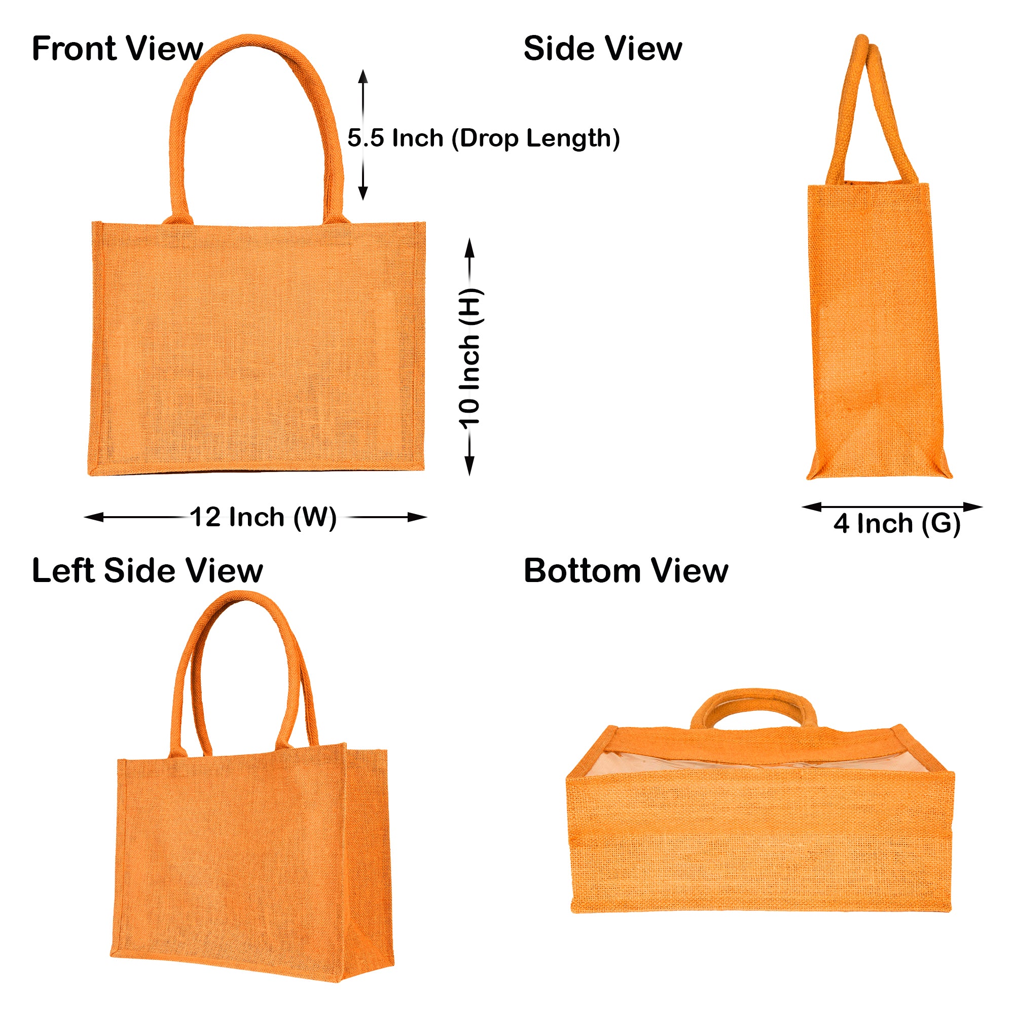 Jute Tote Bags – Burlap Shopping Bags in Red, Pink, Green & Orange – Perfect for Thanksgiving, Christmas, Weddings & Travel (Set of 4)