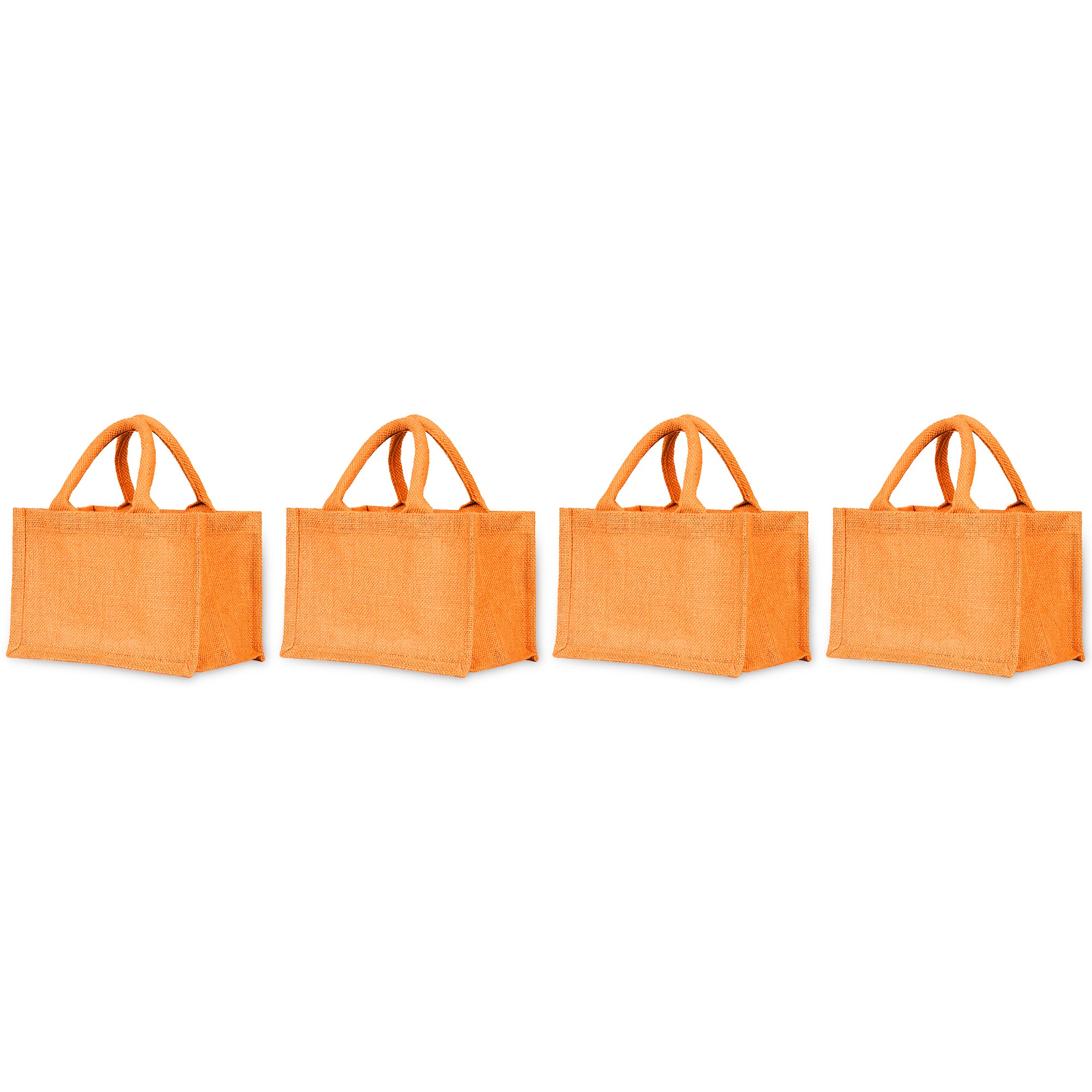 Vibrant Jute Tote Bags – Burlap Shopping Totes in Red, Pink, Green & Orange – Great for Holidays, Weddings, Travel & Everyday Use (Pack of 4)
