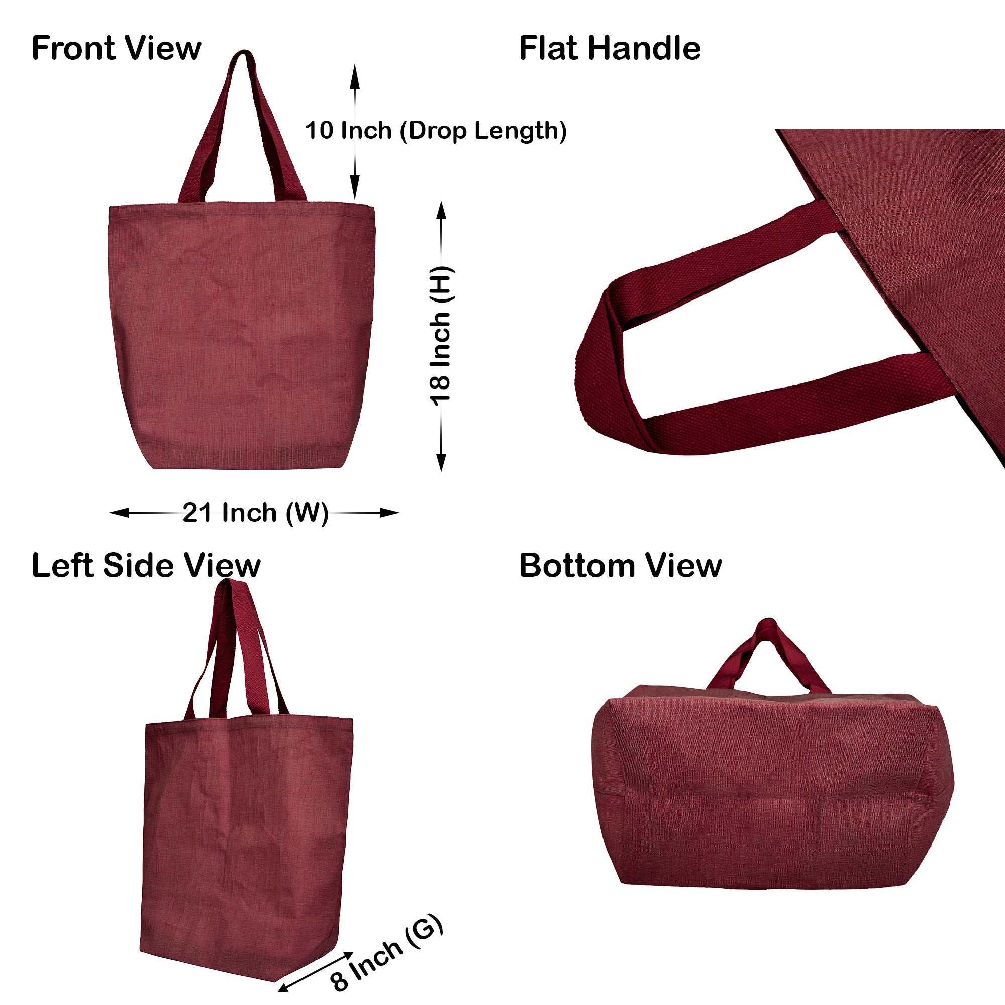 Jute Tote Shoulder Bags – Shopping, Weddings, Promotional, Travel, DIY Gifts bag (Packs of 4)