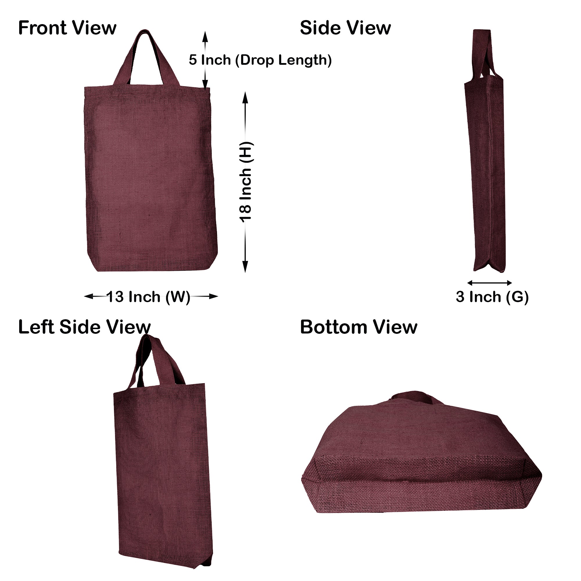 Reusable Jute Tote Bags – Grocery, Shopping, Gifts, Beach Trips, Weddings (Set of 4)