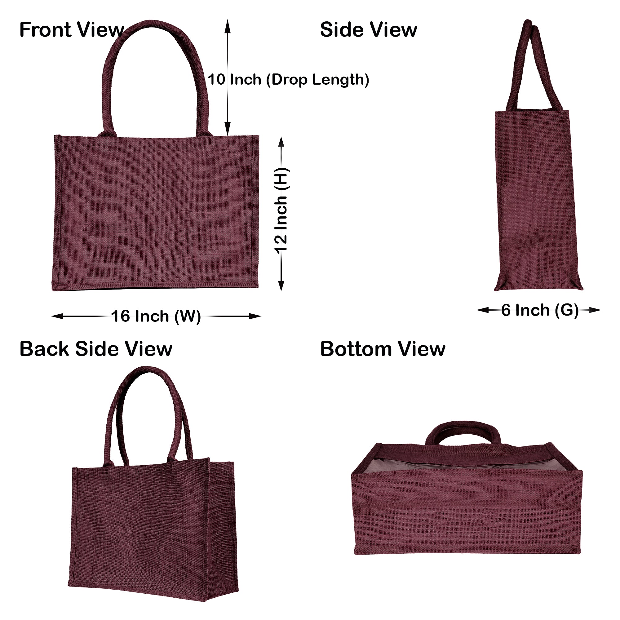 Bright Jute Tote Bags – Reusable Burlap Totes for Daily Use, Shopping, Travel, Holidays & Special Events (Set of 4)