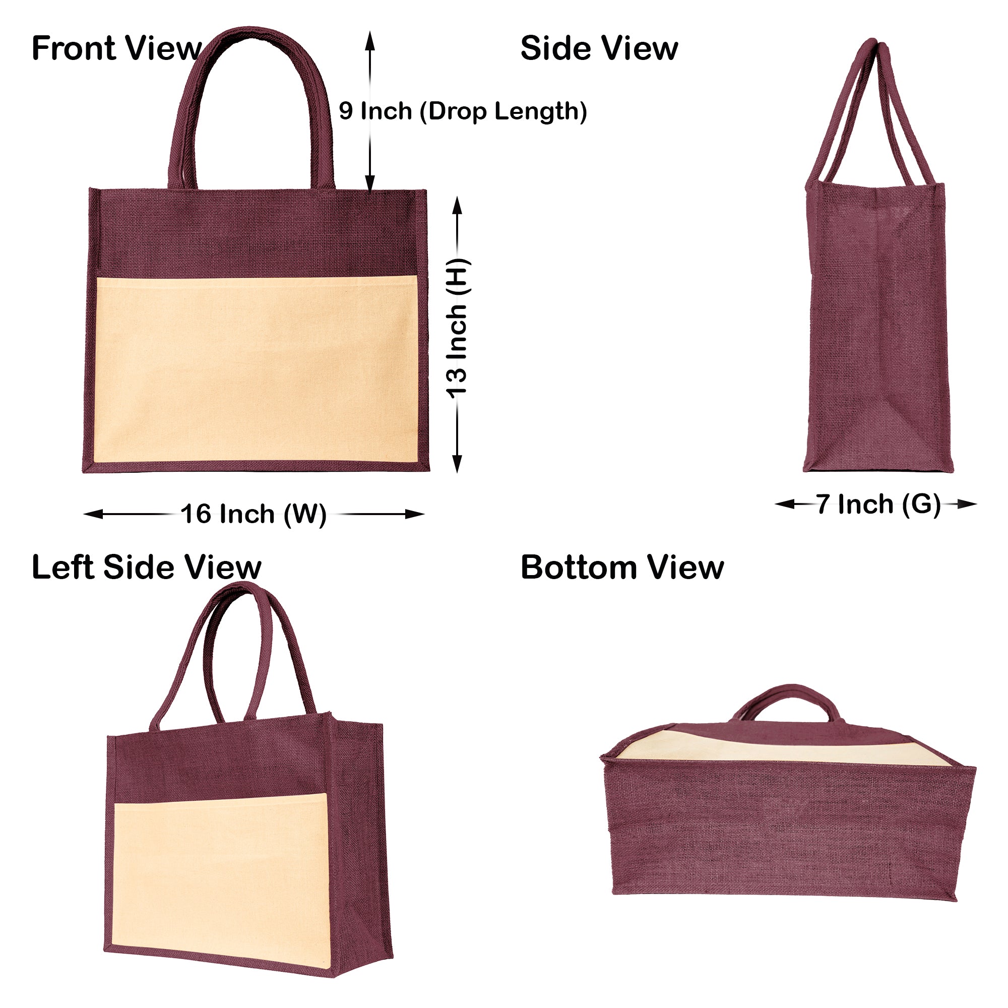 Colorful Jute Tote Bags – Reusable Burlap Totes for Everyday Use, Shopping, Travel, Holidays & Special Occasions (Pack of 4)