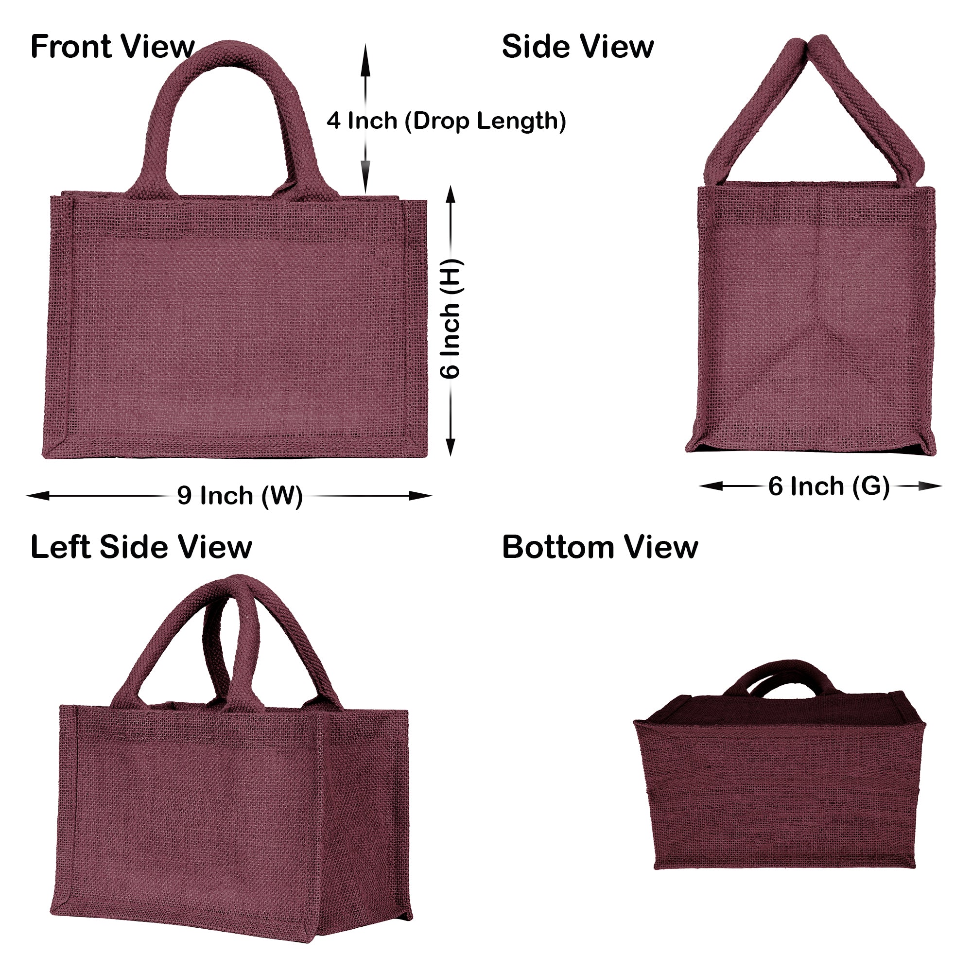 Vibrant Jute Tote Bags – Burlap Shopping Totes in Red, Pink, Green & Orange – Great for Holidays, Weddings, Travel & Everyday Use (Pack of 4)