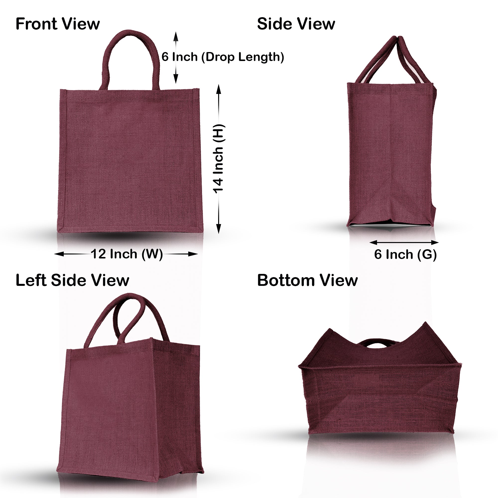 Burlap Jute Tote Shoulder Bags – Ideal for Travel, Weddings, Shopping & Promotional (Packs of 4)