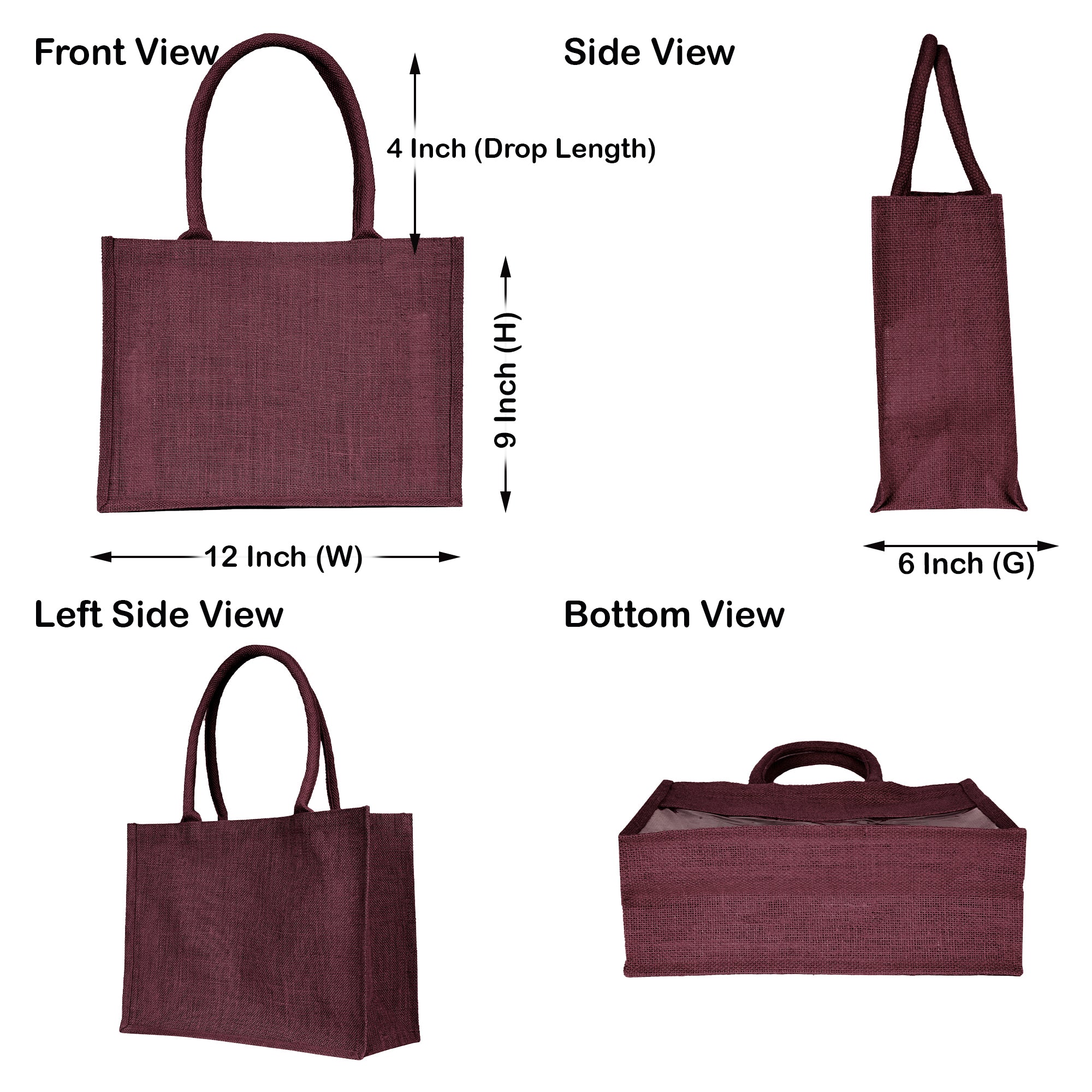 Jute Tote Bags – Colorful Burlap Shopping Bags in Red, Pink, Green & Orange – Ideal for Thanksgiving, Christmas, Weddings & Travel (Set of 4)