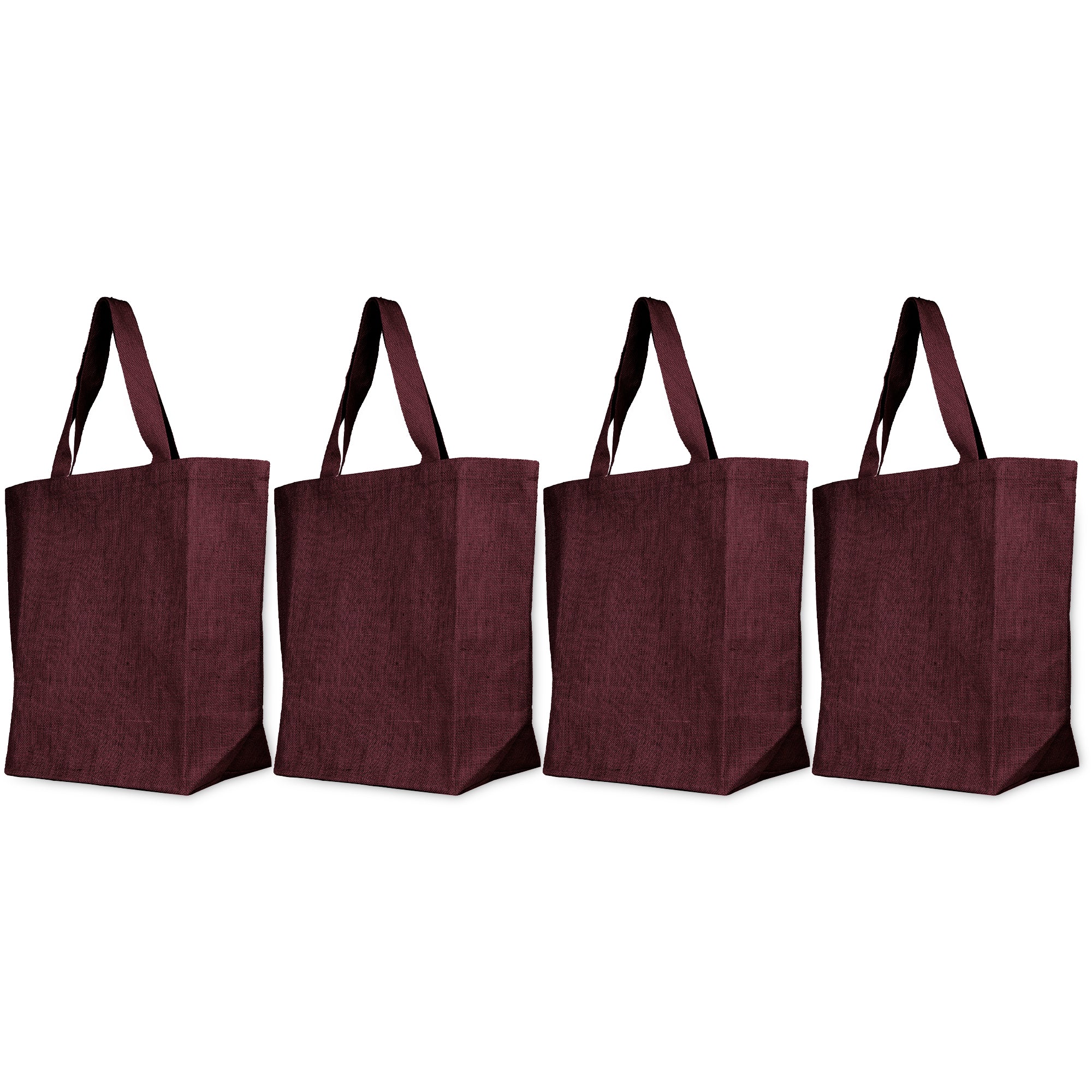 Jute Tote Shoulder Bags – Shopping, Weddings, Promotional, Travel, DIY Gifts bag (Packs of 4)