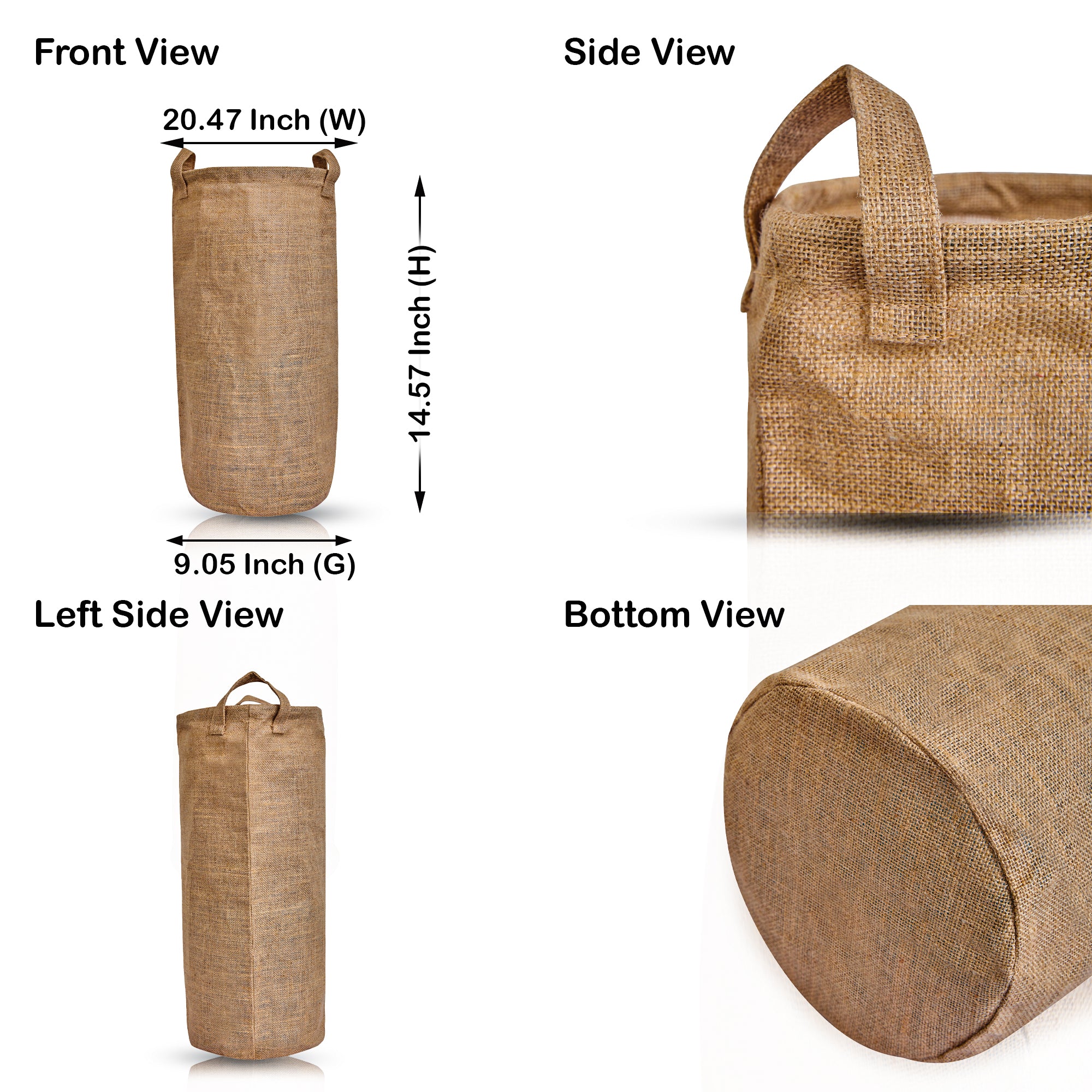 Jute Storage Bins | Burlap Basket for Dirty Clothes, Toys, Blankets | Ideal for Bedroom & Nursery | Natural Jute | Pack of 8.