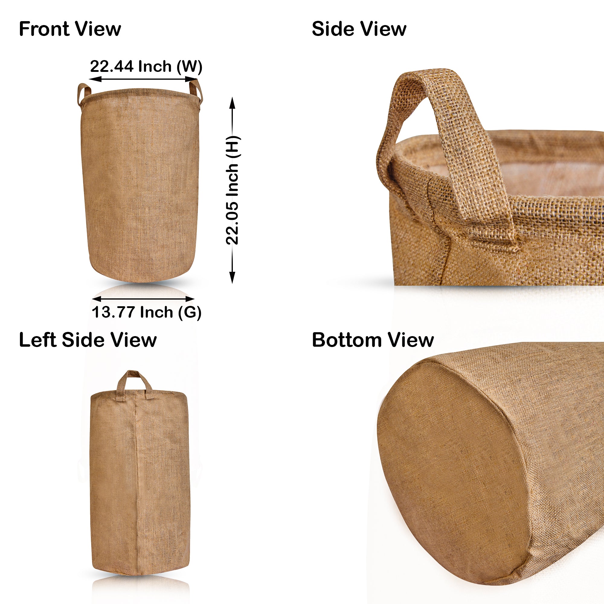 Jute Laundry Bags – Durable Burlap Storage Bags for Dirty Clothes, Home Laundry & Organization (Packs of 8)