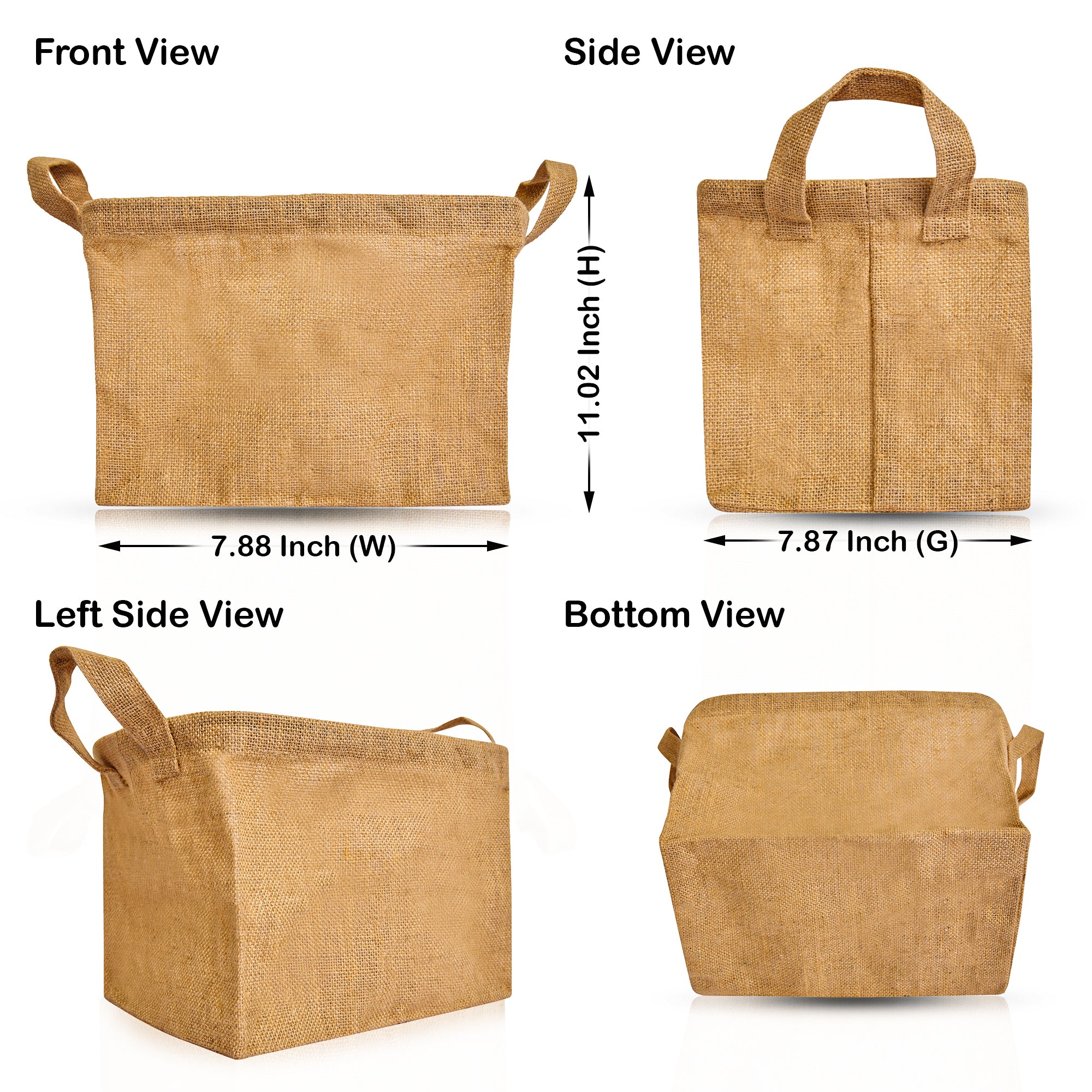 Natural Burlap Jute Storage Baskets with Handles – Collapsible Freestanding Hampers for Clothes & Toys (Set of 8)