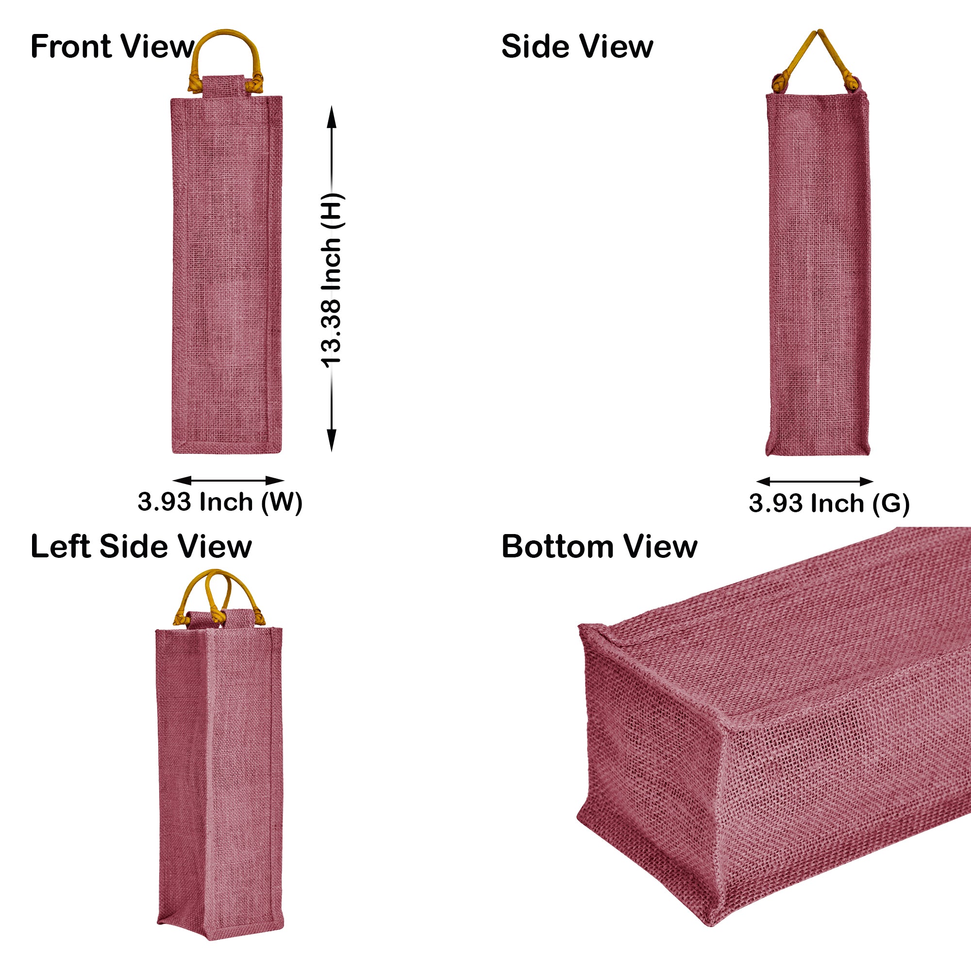 Coloured Reusable Jute Wine Bags with Cane Handles – New Year, Christmas, Gifting, Holidays & Party Favors (Packs of 7)