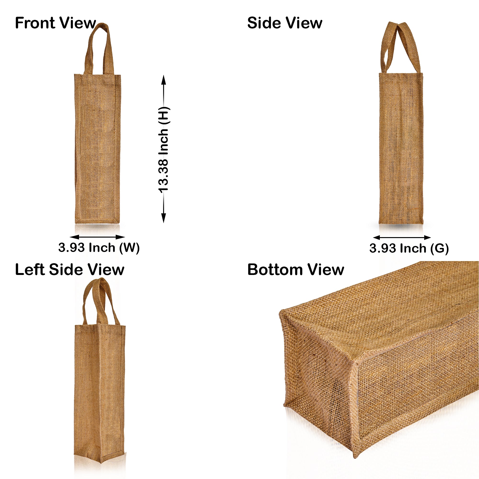 Natural Burlap Jute Wine Tote Bags – Reusable Bottle Gift Bags, Ideal for Wine Gifting, Parties, New Year, Christmas & Weddings (Packs of 12)