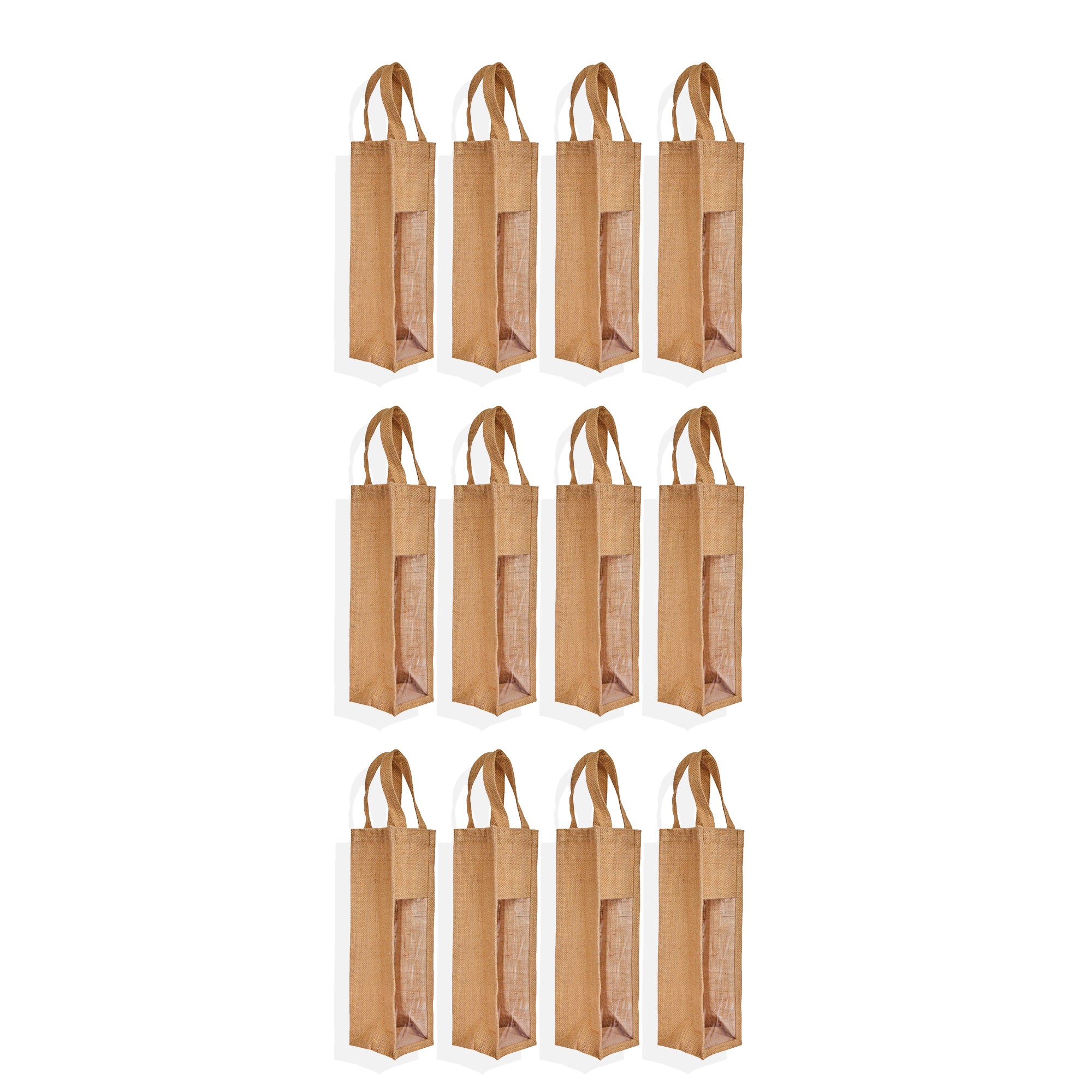 Natural Burlap Jute Wine Gift Bags– Reusable Bottle Totes, Ideal for Parties, Weddings, Christmas & Gift Packaging (Packs of 12 )