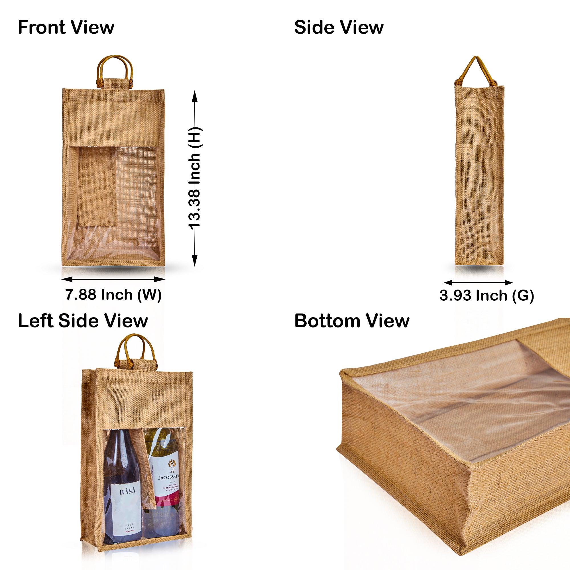 Burlap Wine Gift Bags – Jute Wine Bottle Bags for Weddings, Parties, Birthdays, Holidays, New Year, Christmas & Special Occasion (Packs of 12)