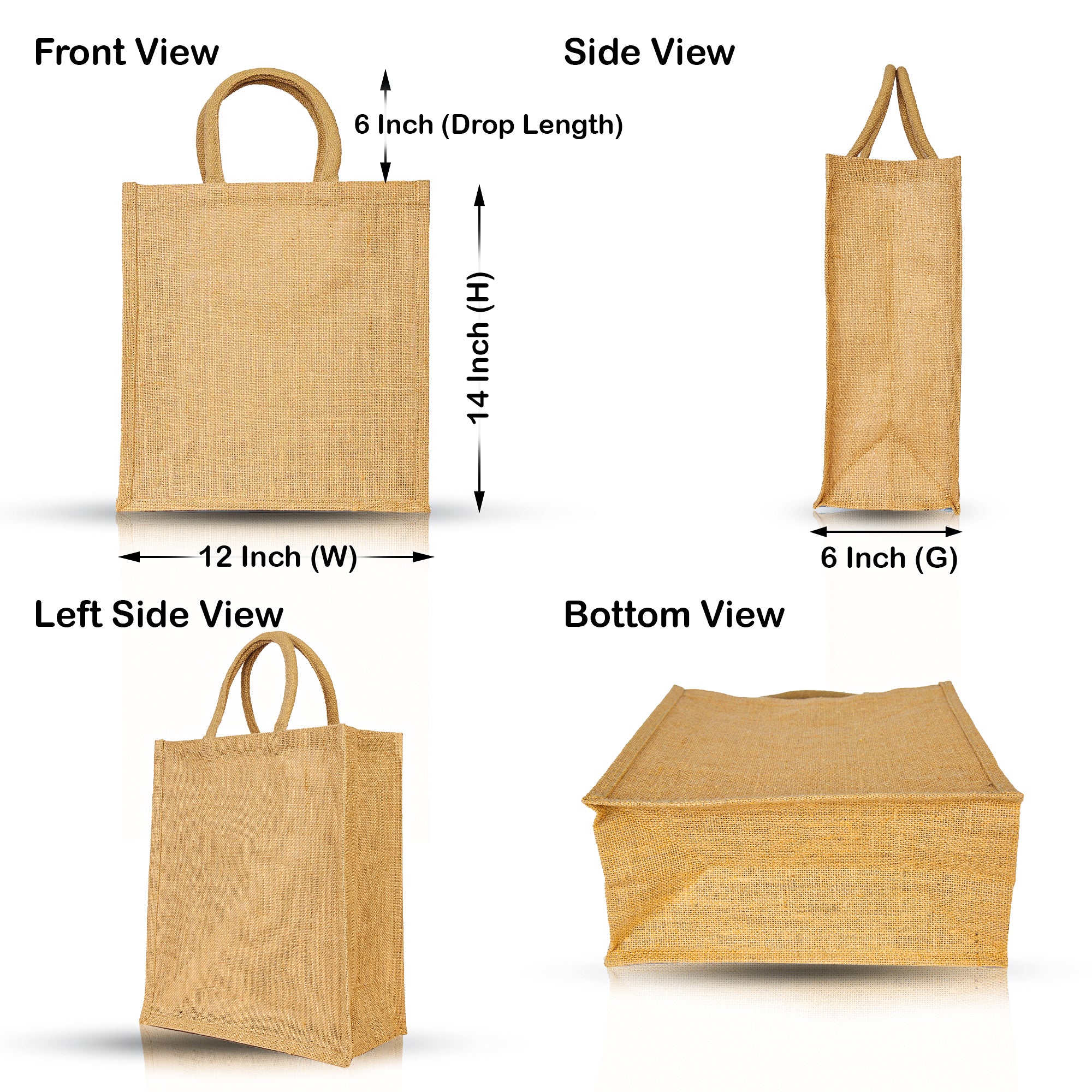 Reusable Jute Tote Bags, Burlap Gift, DIY, Beach, Wedding Use, Market Promotional Shopping Bags (Set of 8)