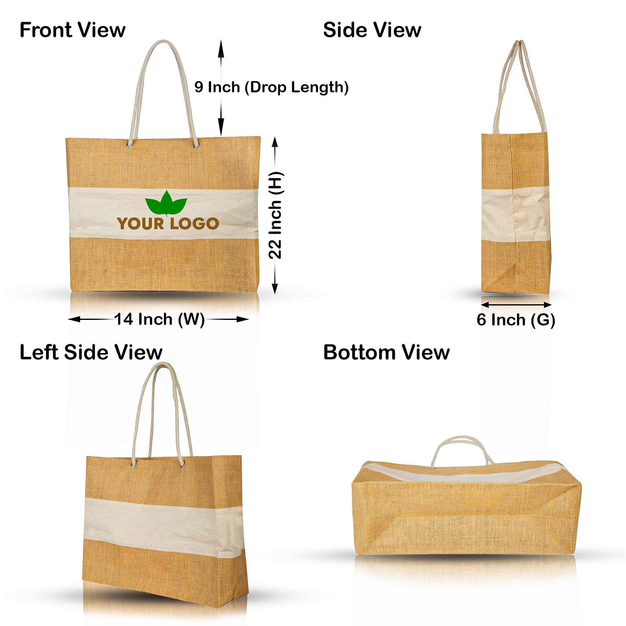 Jute Shopping Bags – Natural Burlap Totes, Reusable for Gifting, Promotions & Everyday Use (Packs of 12)