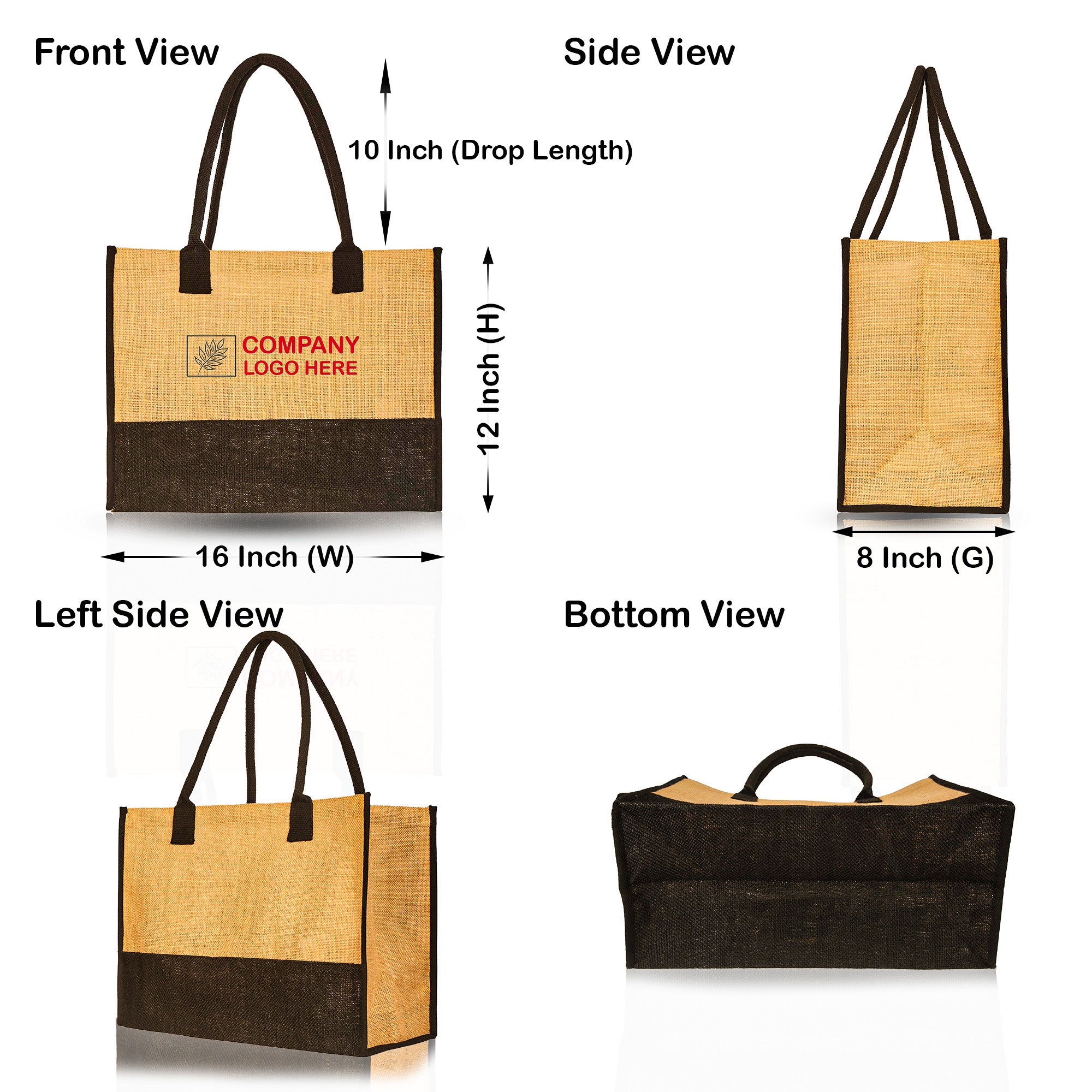 Burlap Jute Tote Bags with Tube Handles – Reusable Gift Bags for Women, Bridesmaids, Weddings & Grocery Shopping (Packs of 8)