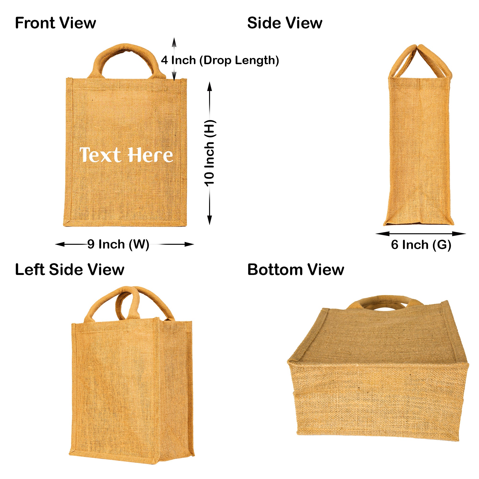 Sturdy Natural Jute Tote Bags – Eco-Friendly Reusable Burlap Bags for Shopping, Events, Gifts & DIY Projects (Set of 12)