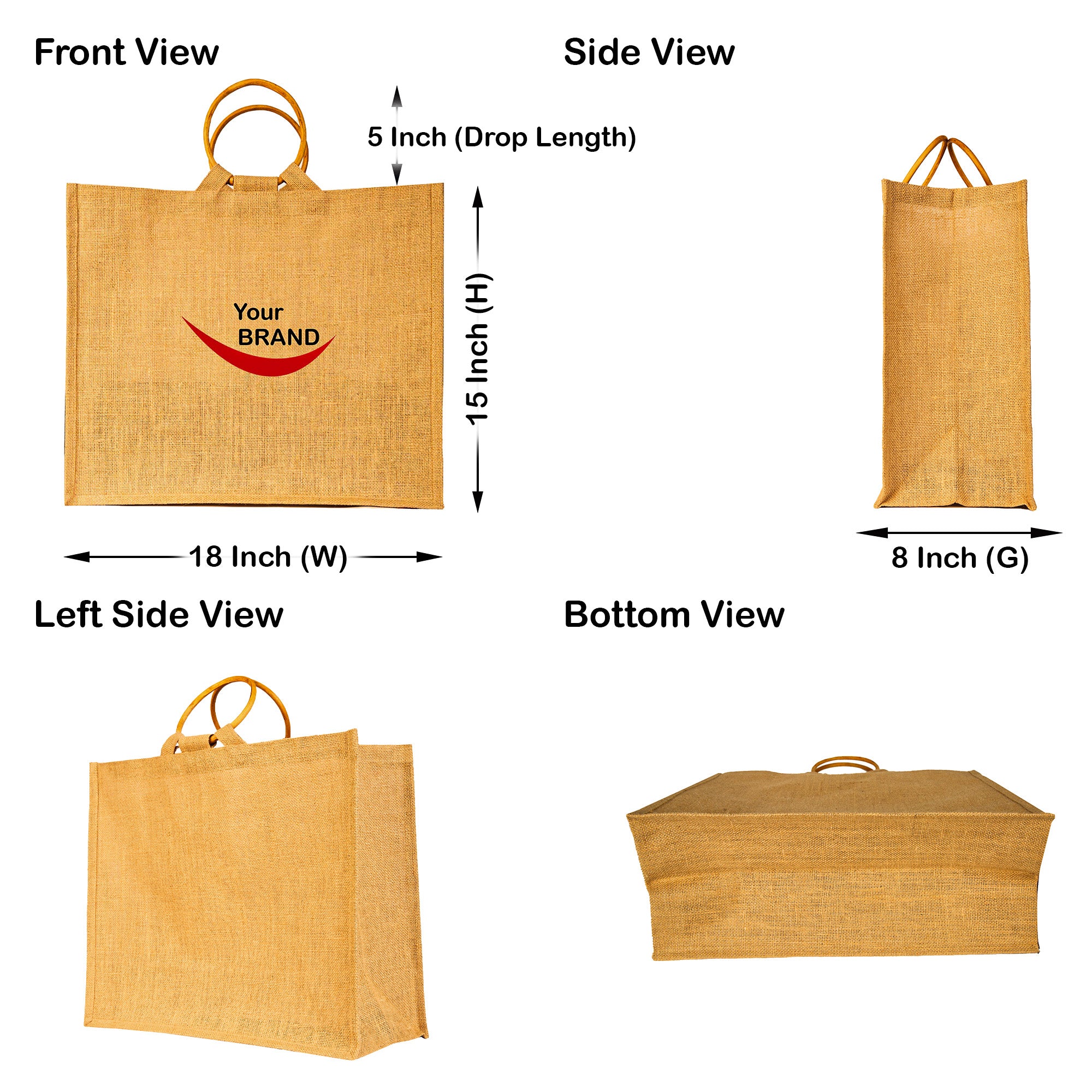 Reusable Jute Tote Bags – Durable Totes for Grocery, Shopping, Gifts, Beach, Weddings & More (Packs of 12)