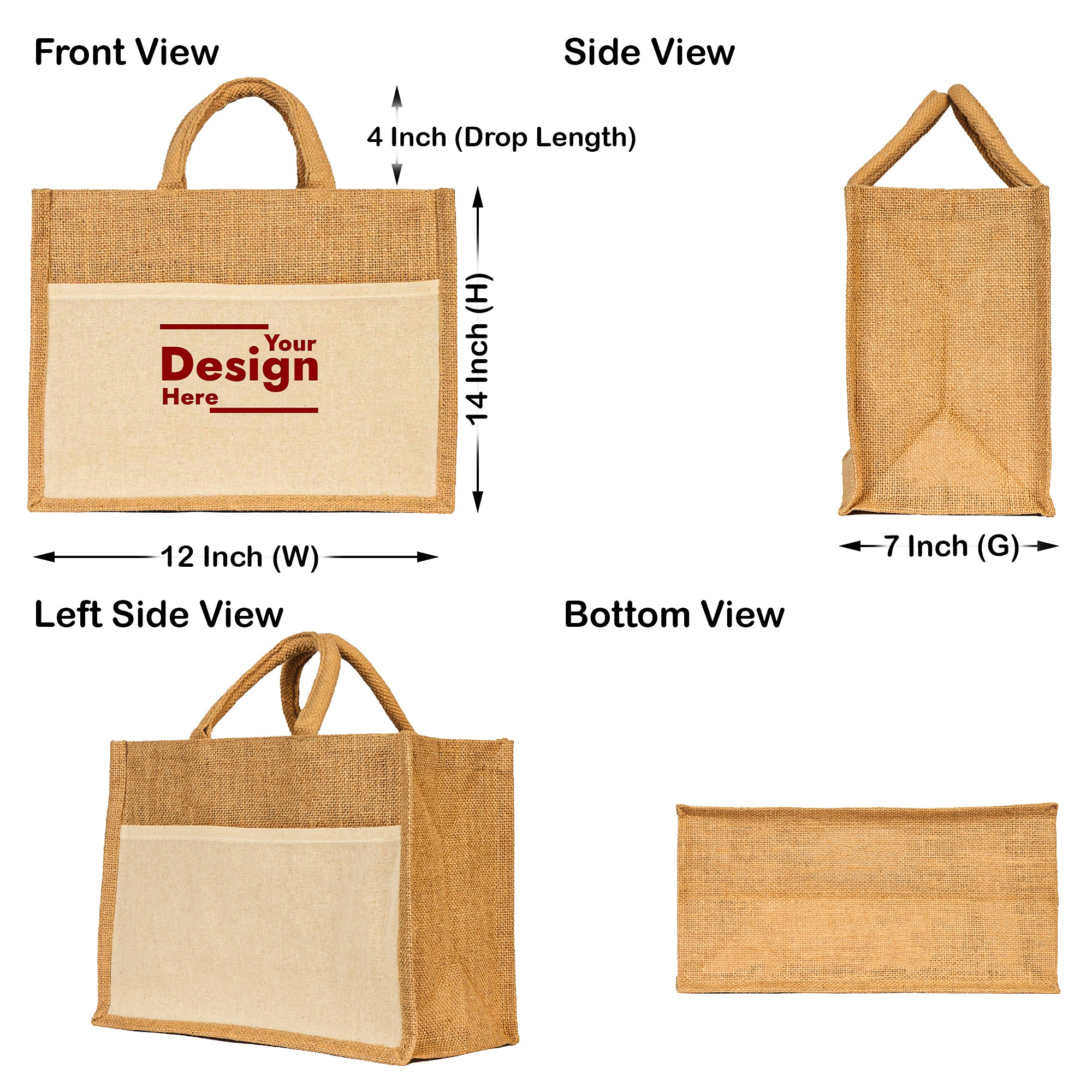 Jute Tote Bags, Reusable Burlap Shopping & Beach Bags, DIY Craft Bags for Gifts, Travel, Wedding (Packs of 12)