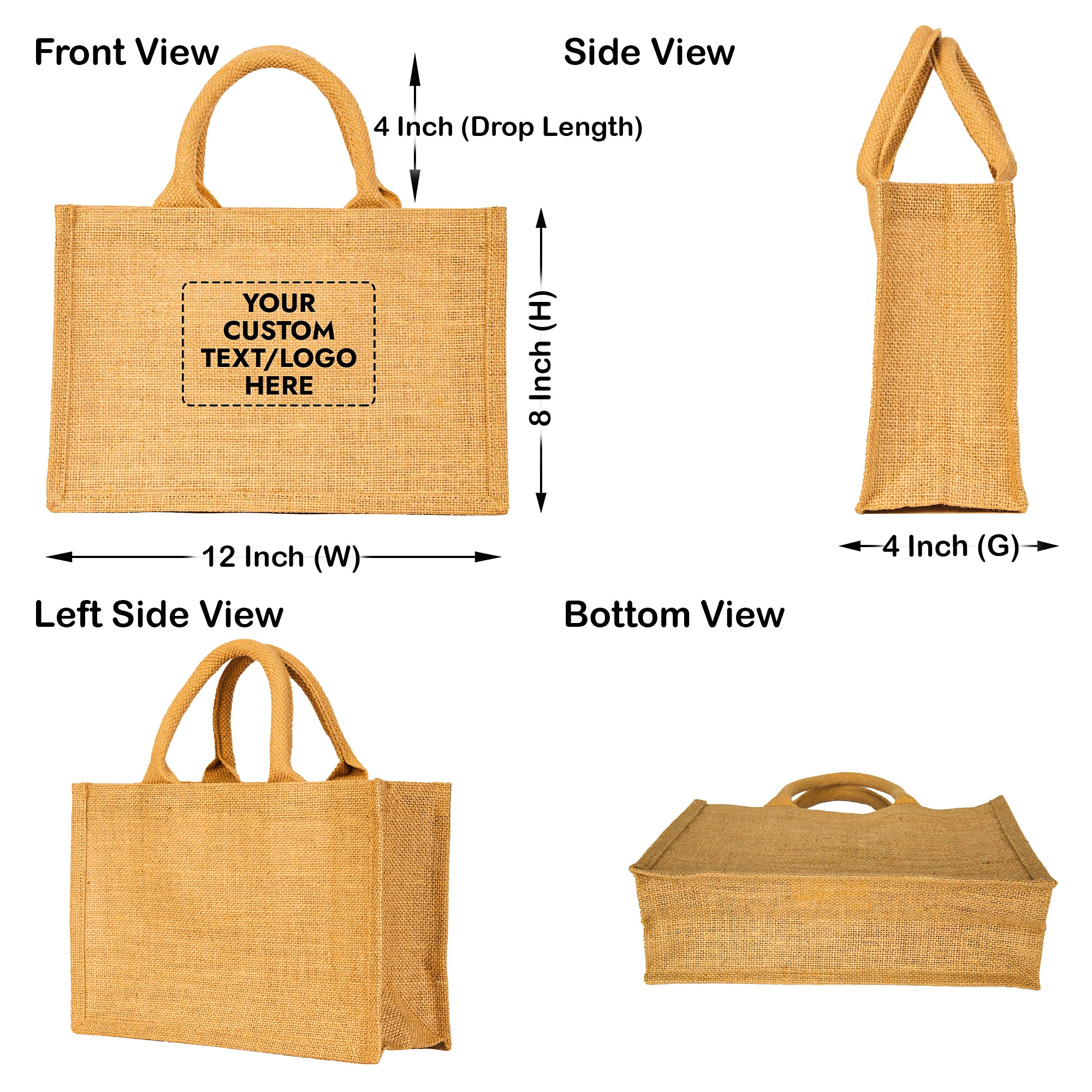 Reusable Jute Tote Bags – Ideal for Shopping, Groceries, Bridesmaids, DIY, Weddings, Beach Trips & More. (Packs of 8)