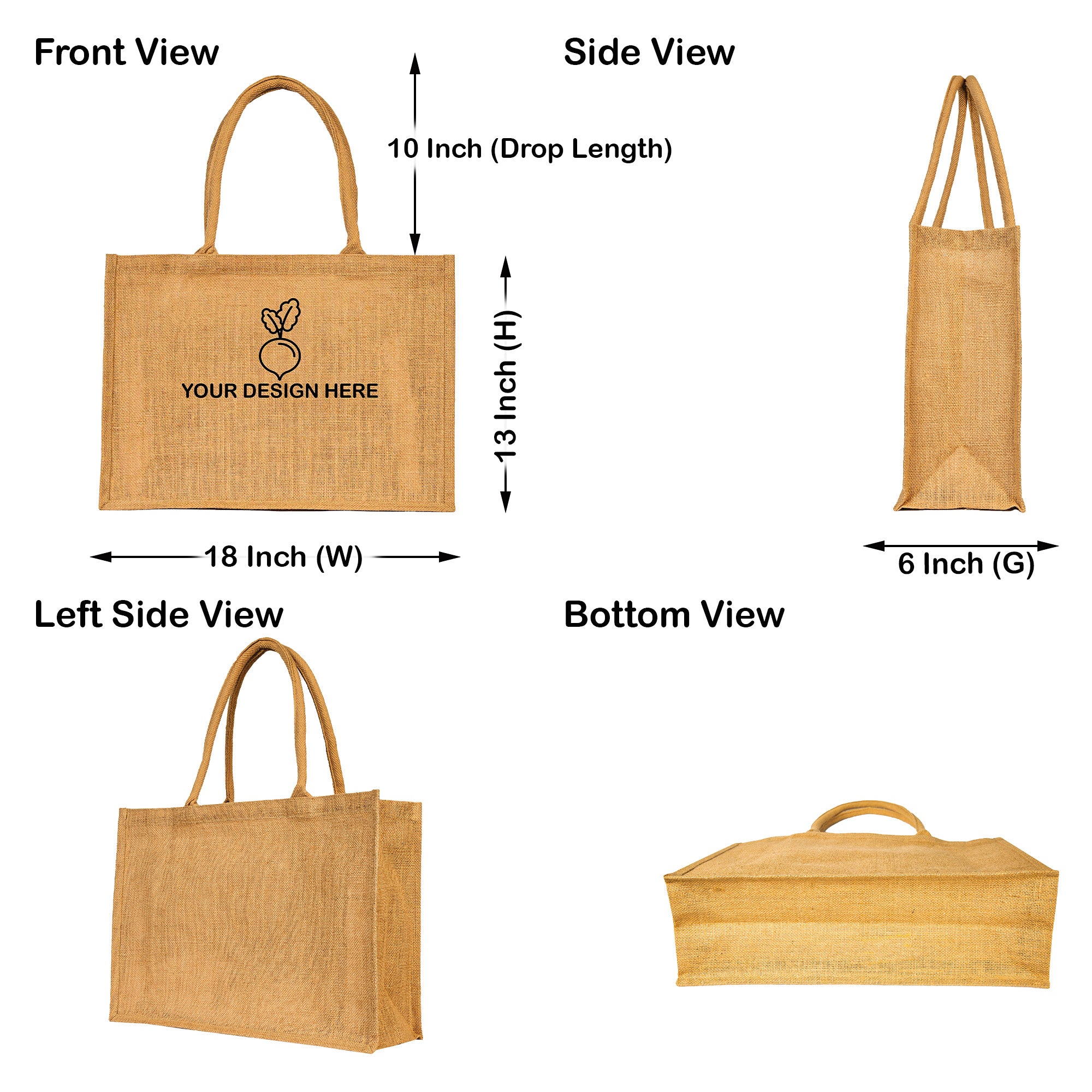 Jute Tote Bag, Reusable Jute Shopping Bags Burlap Gift Bags Bulk Kitchen Grocery Bags for Women Wedding DIY Art Crafts (Set of 8)