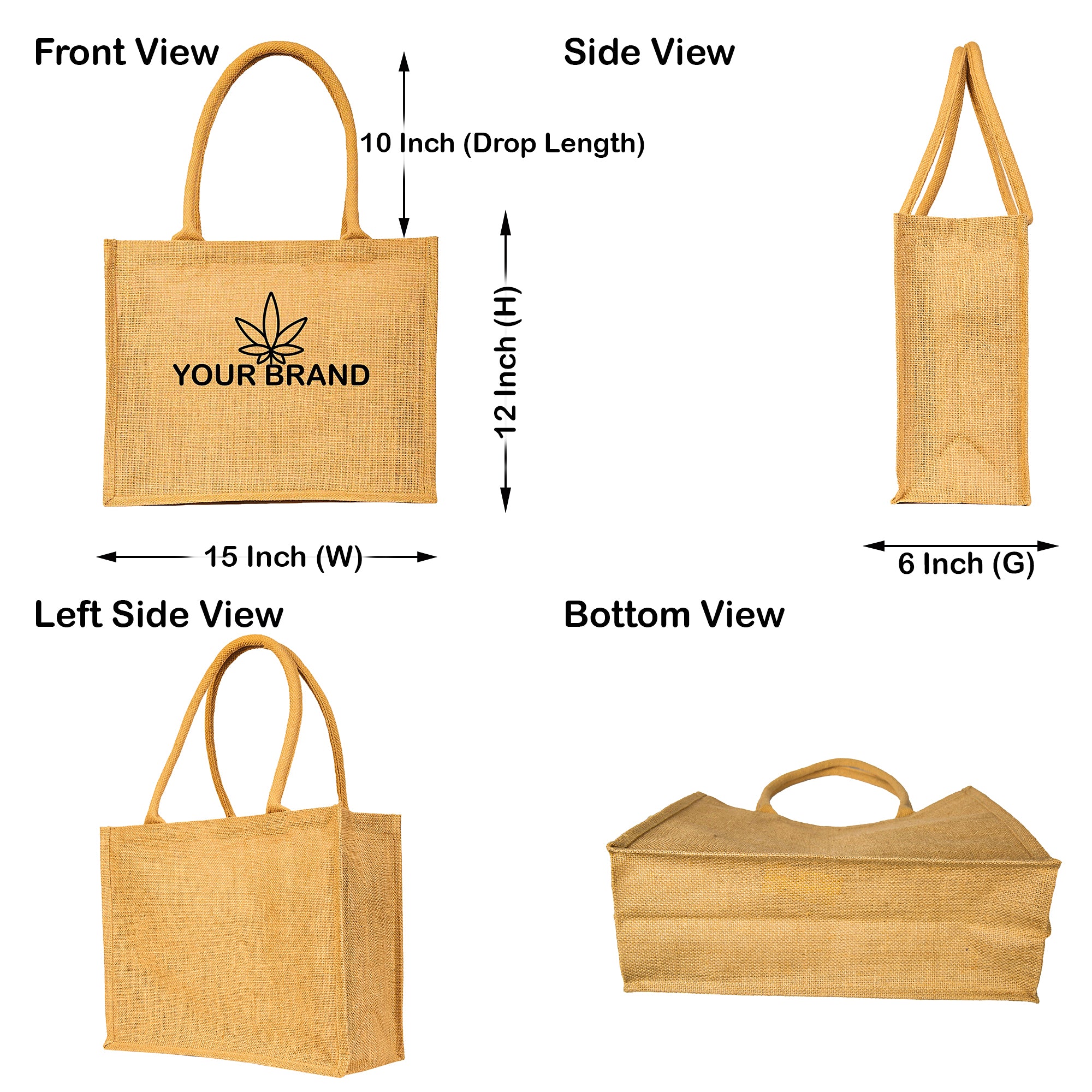 Jute Shopping Bags Burlap Tote for Travel, Wedding, Everyday Use, Shopping, Holidays & Special Occasions (Set of 8)