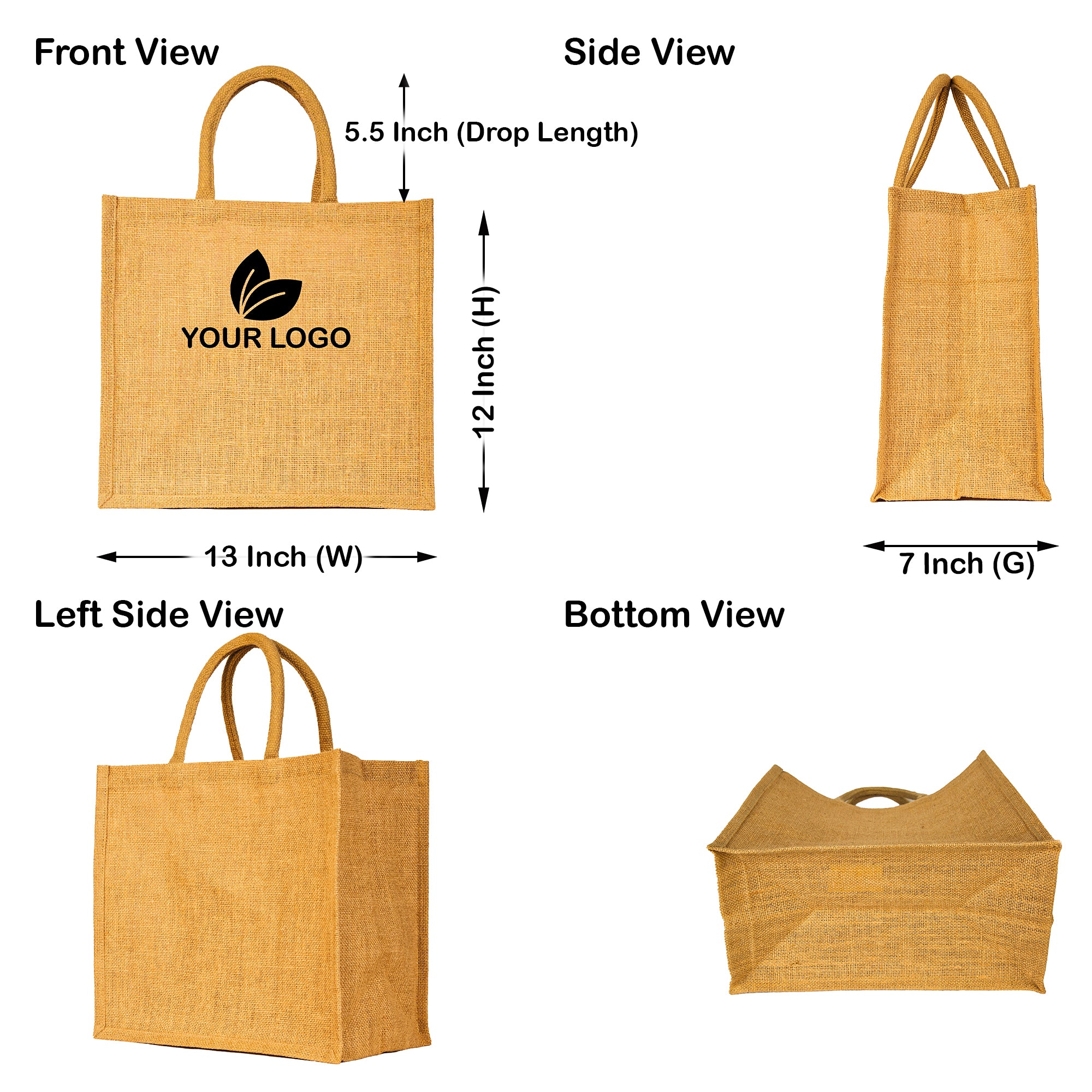 Jute Tote Bags – Durable Reusable Burlap Totes for Shopping, Travel, Holidays, Weddings & Daily Use (Packs of 8)