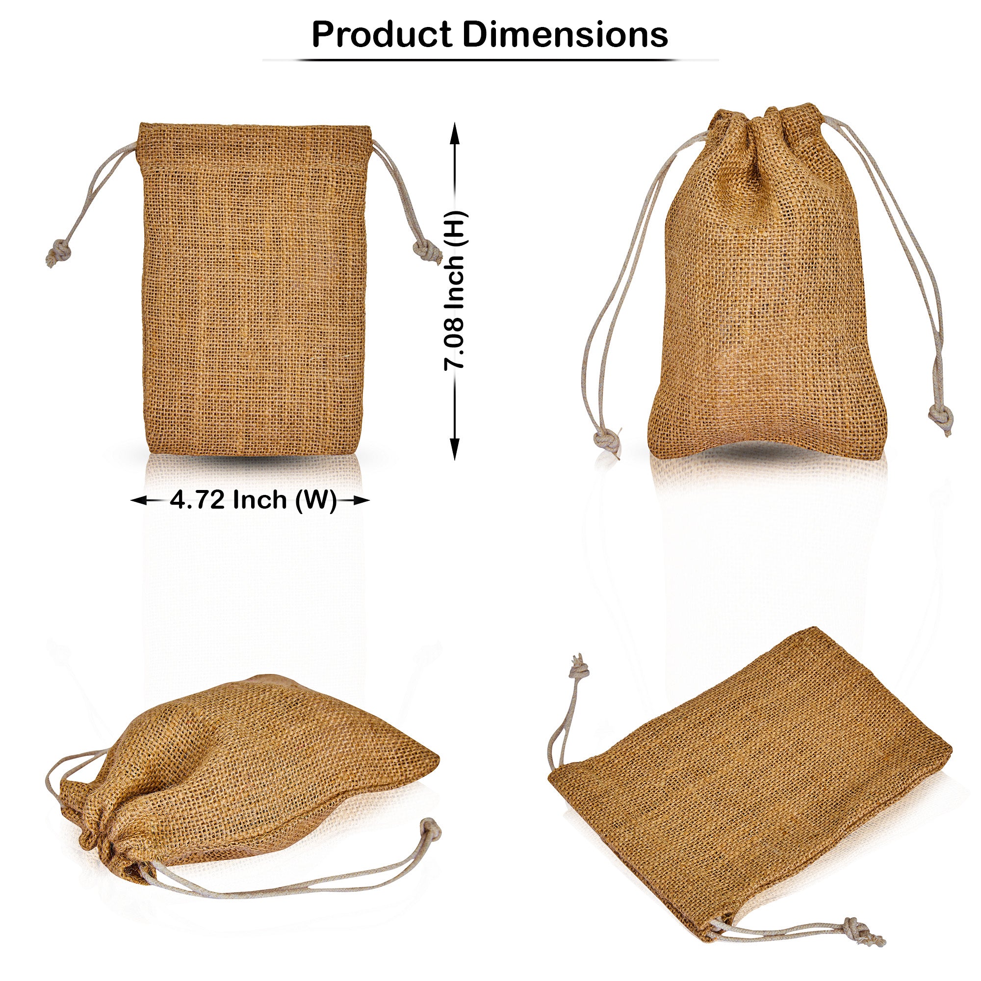 Burlap Gift Bags – Jute Drawstring Pouches for Wedding Favours, Birthday Christmas, New Year, Thanks Giving (Packs of 12)