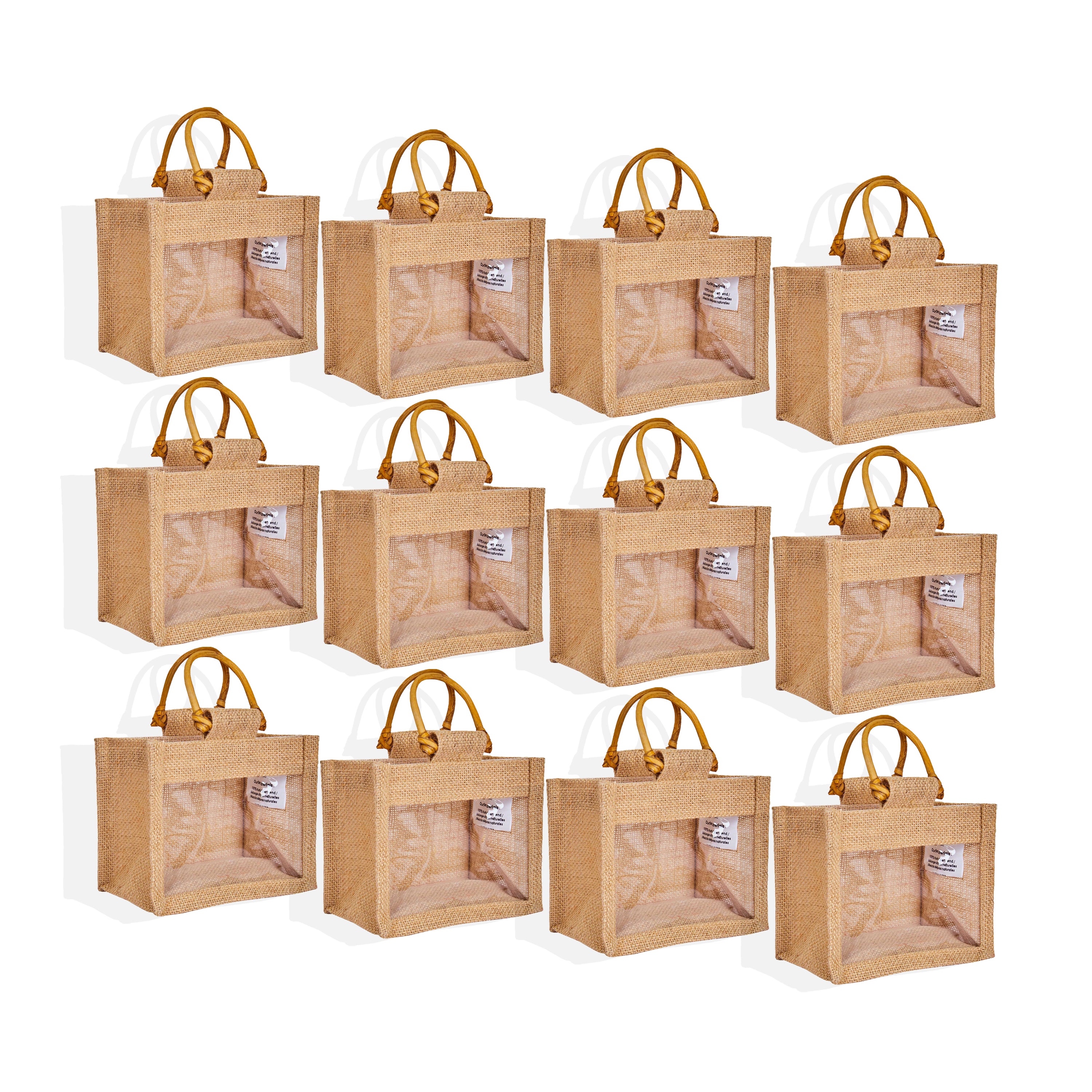 Reusable Jute Burlap Gift Bags for wedding, bridesmaids gifts,party favors, DIY projects (Packs of 12 )