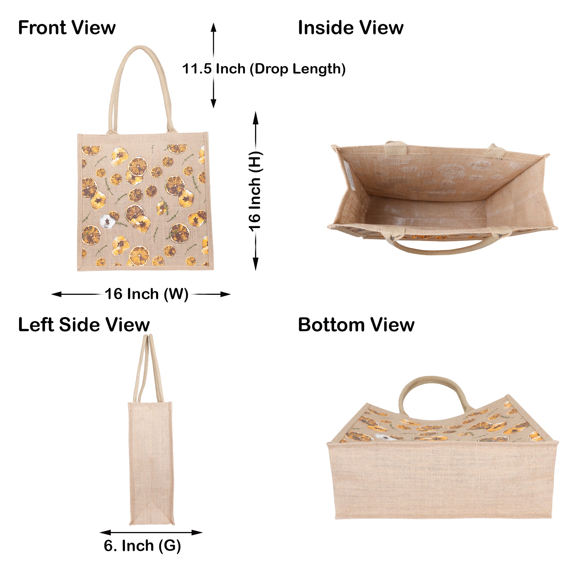 Jucobee Printed Jute Bag Burlap Tote Bag for Bridesmaid Gift Travel Shopping Wedding Favor Return Gifts Christmas New Year (Packs of 5)