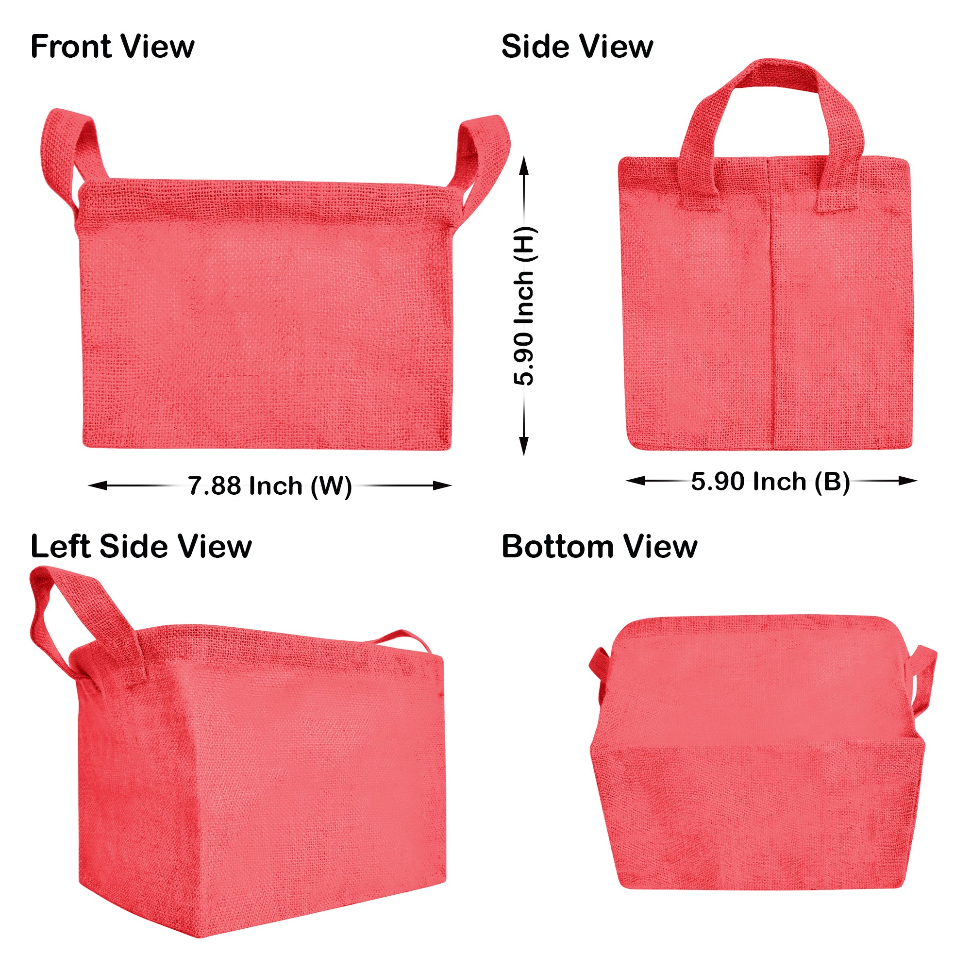 Jute Storage Baskets – Rectangular Organizer Bins with Handles – Mini Hampers for Small Clothes, Toys & Shoes (Set of 4)