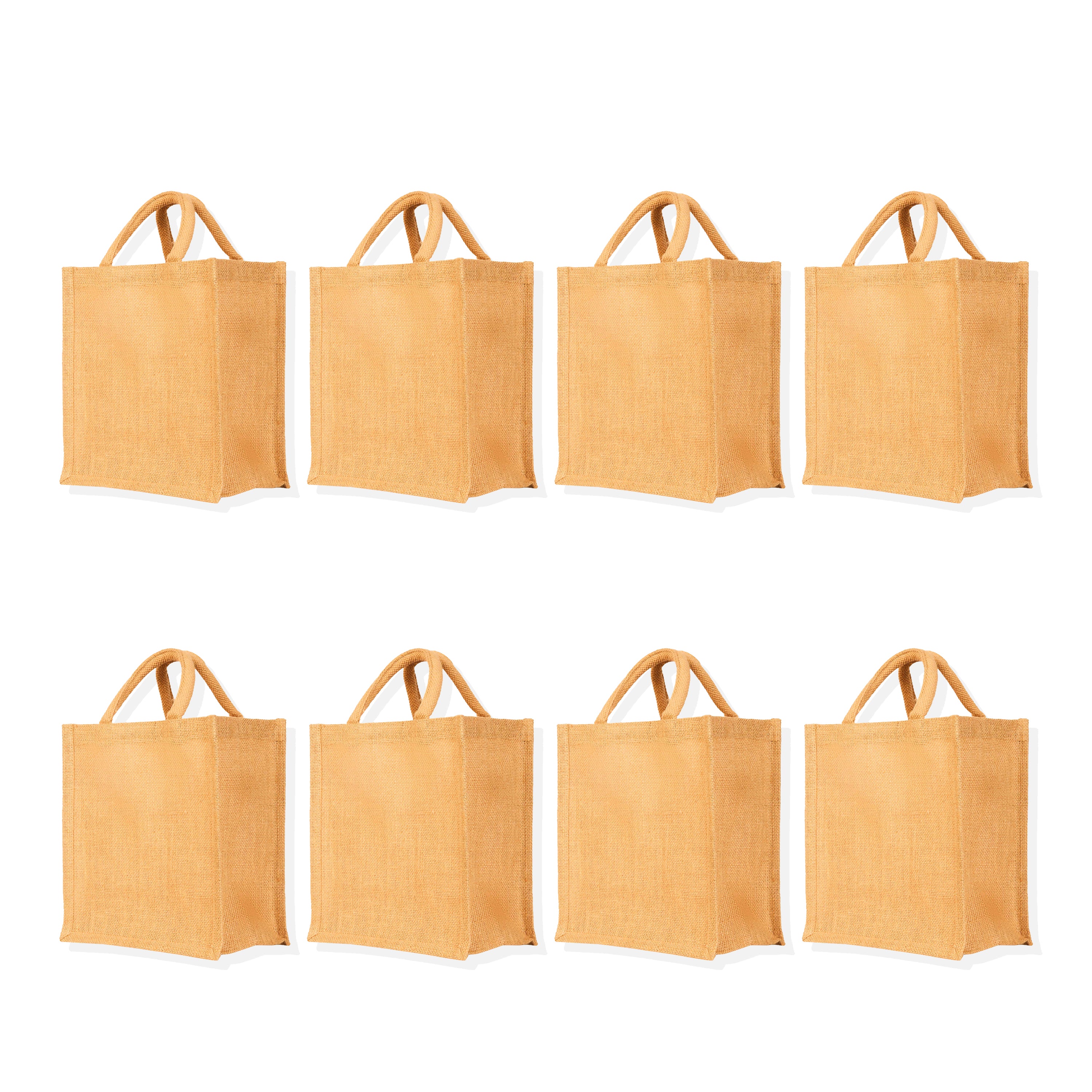 Jute Burlap Tote Bags – Reusable, Sturdy & Eco-Friendly Totes for Shopping, Events, Gifting (Set of 8)