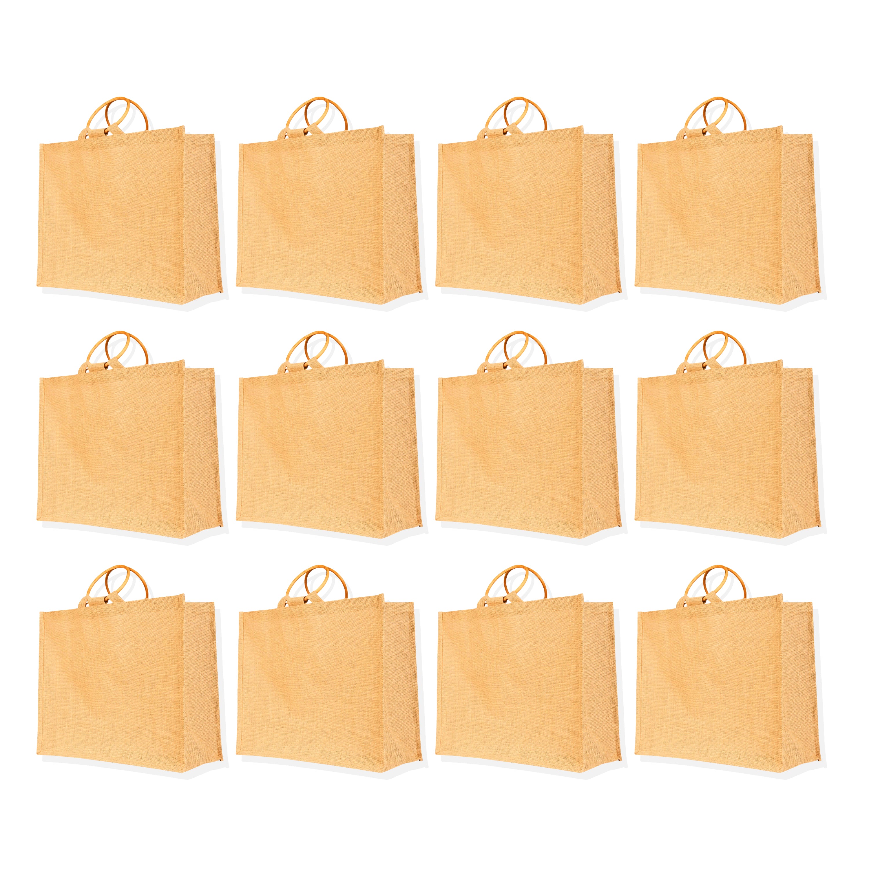 Reusable Jute Tote Bags – Durable Totes for Grocery, Shopping, Gifts, Beach, Weddings & More (Packs of 12)