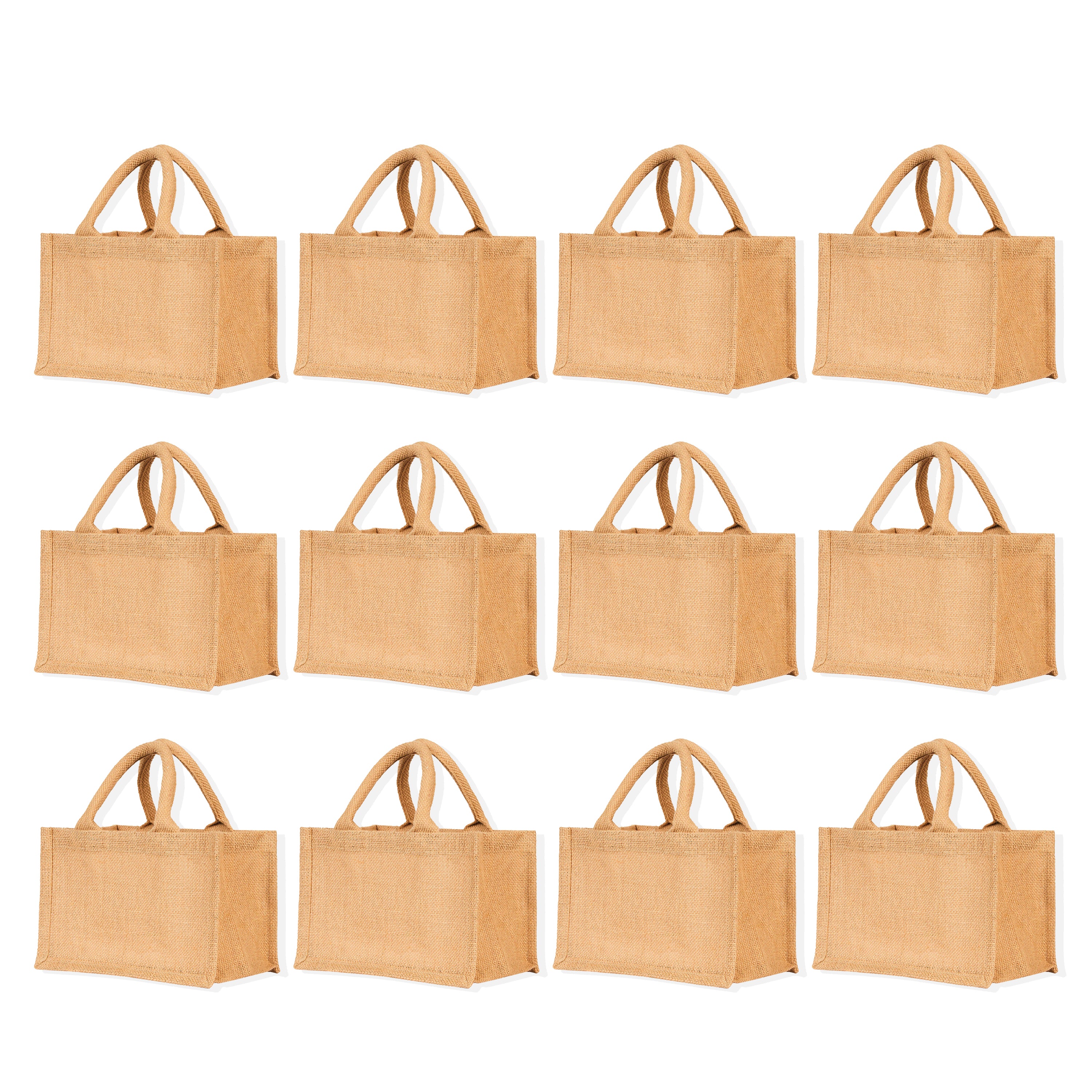 Reusable Jute Tote Bags – Burlap Shopping, Weddings, Valentine’s, Mother’s Day & Beach Parties (Packs of 12)