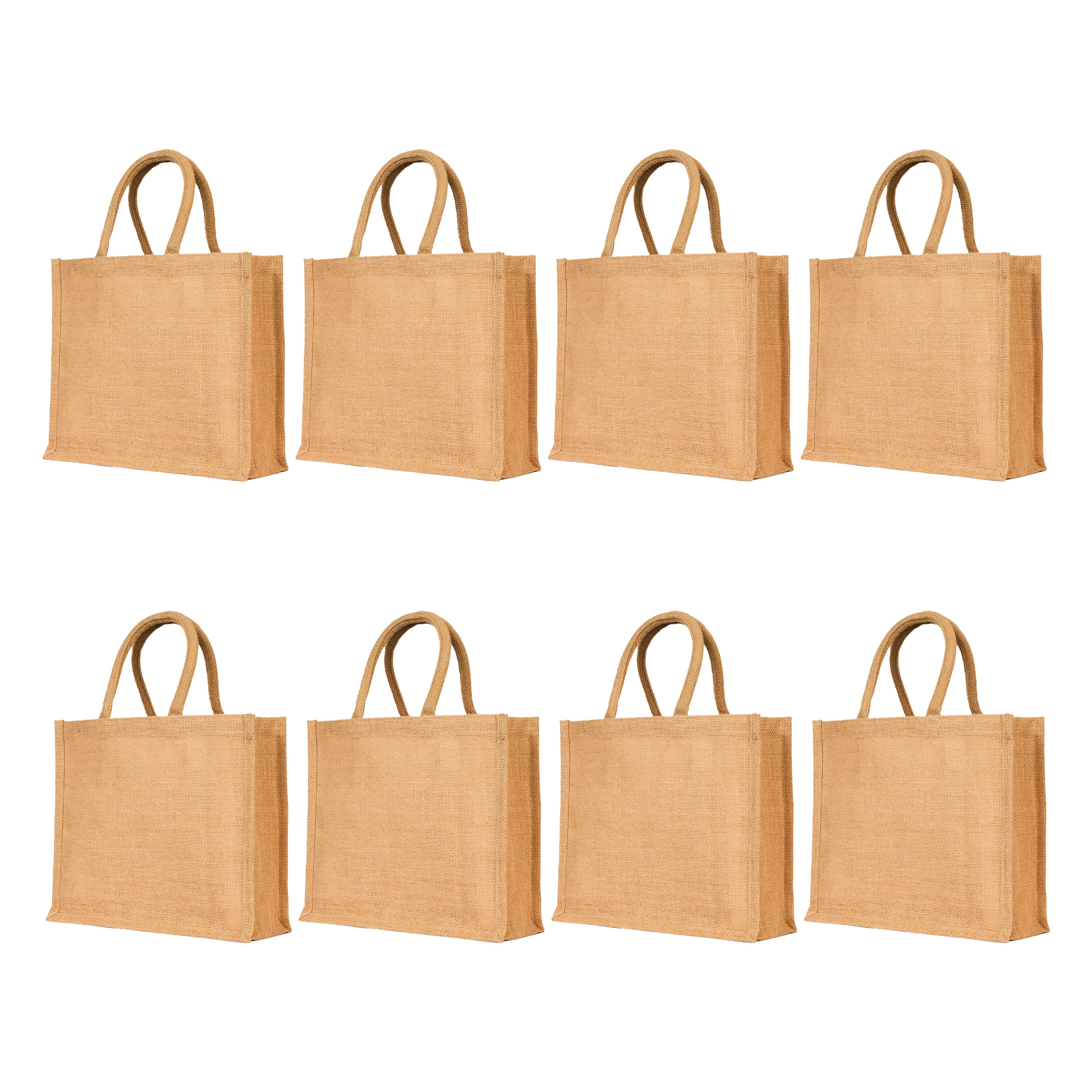 Jute Shopping Bags Reusable Burlap Travel & Beach Bags, Promotional, Gifting (Set of 8)