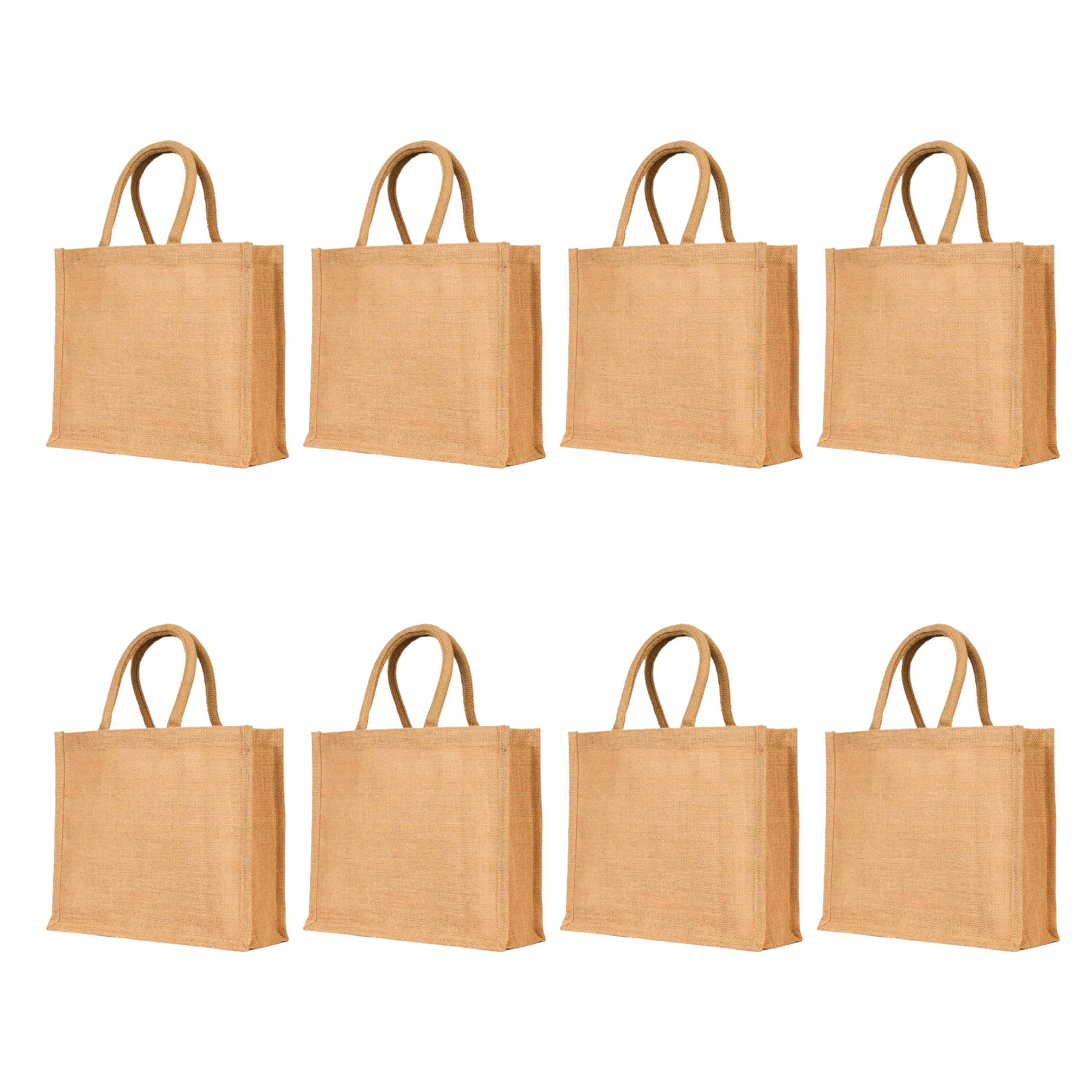 Jute Tote Bags Reusable Shopping, Travel, Holidays, Weddings, Beach, Travel & Gift Bags (Packs of 8)