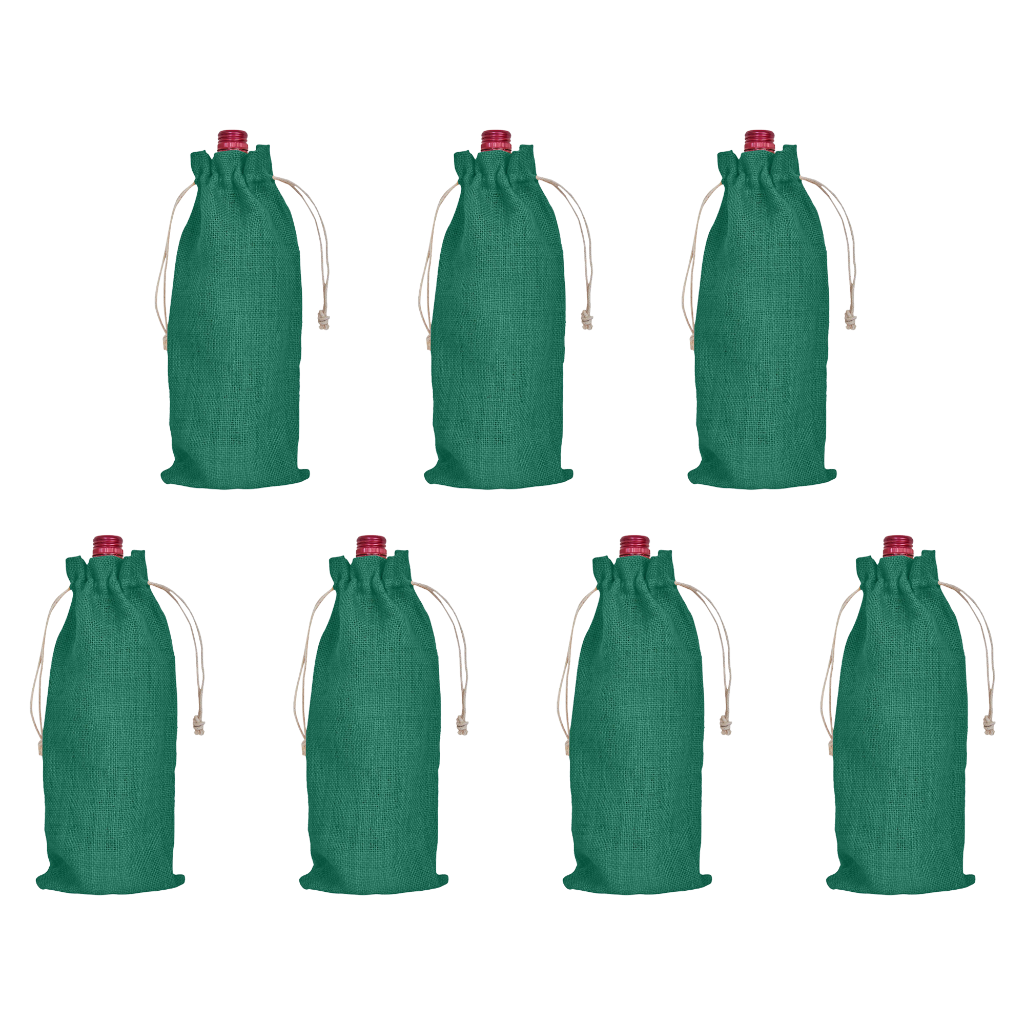 Coloured Jute Wine Bottle Gift Bags – Burlap Pouches with Drawstring, – Eco-Friendly Covers for Events, Parties, Christmas & Gifting (Set of 7)