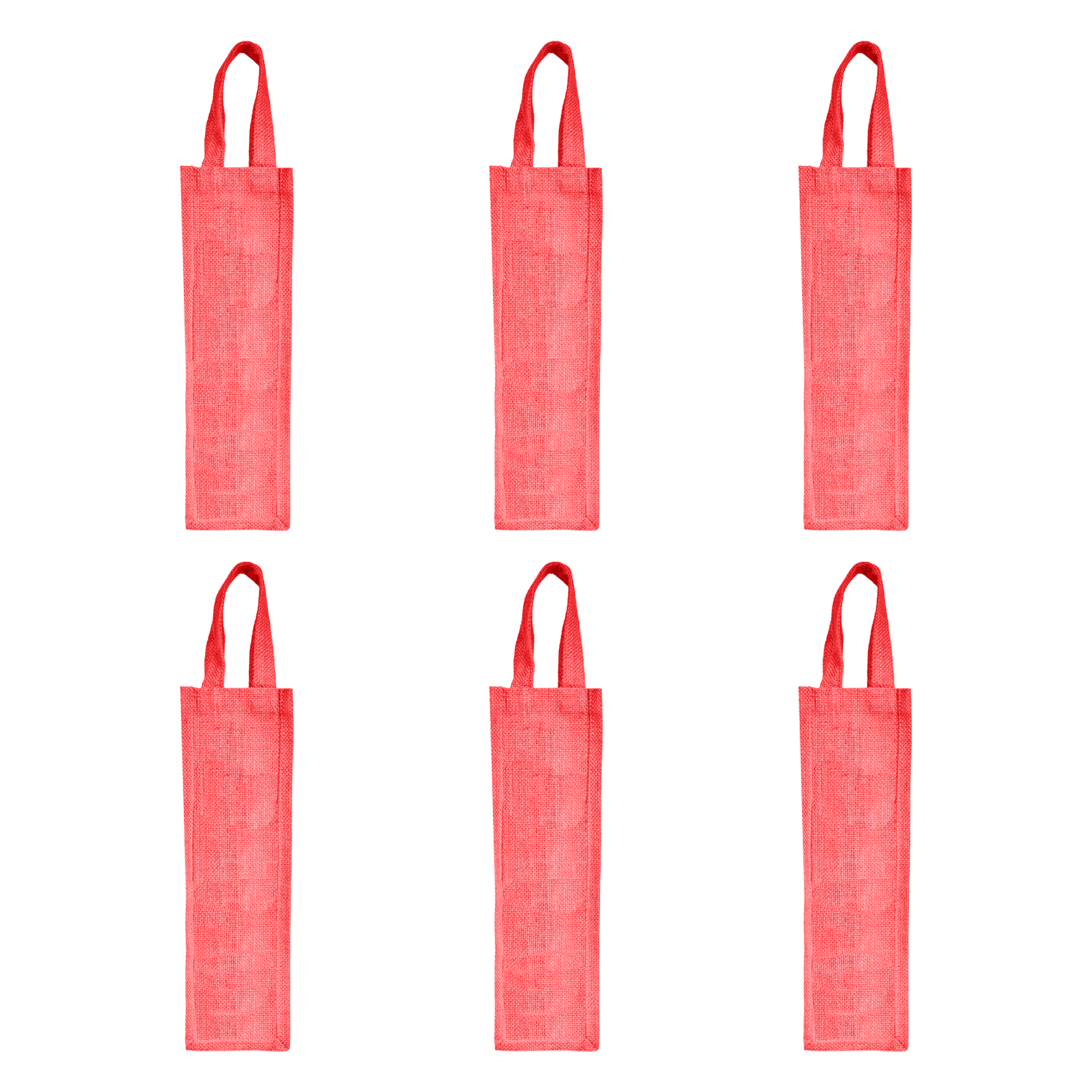 Coloured Jute Wine Gift Bags – Reusable Bottle Bags with Handles, New Year, Christmas Weddings, Parties (Packs of 6)