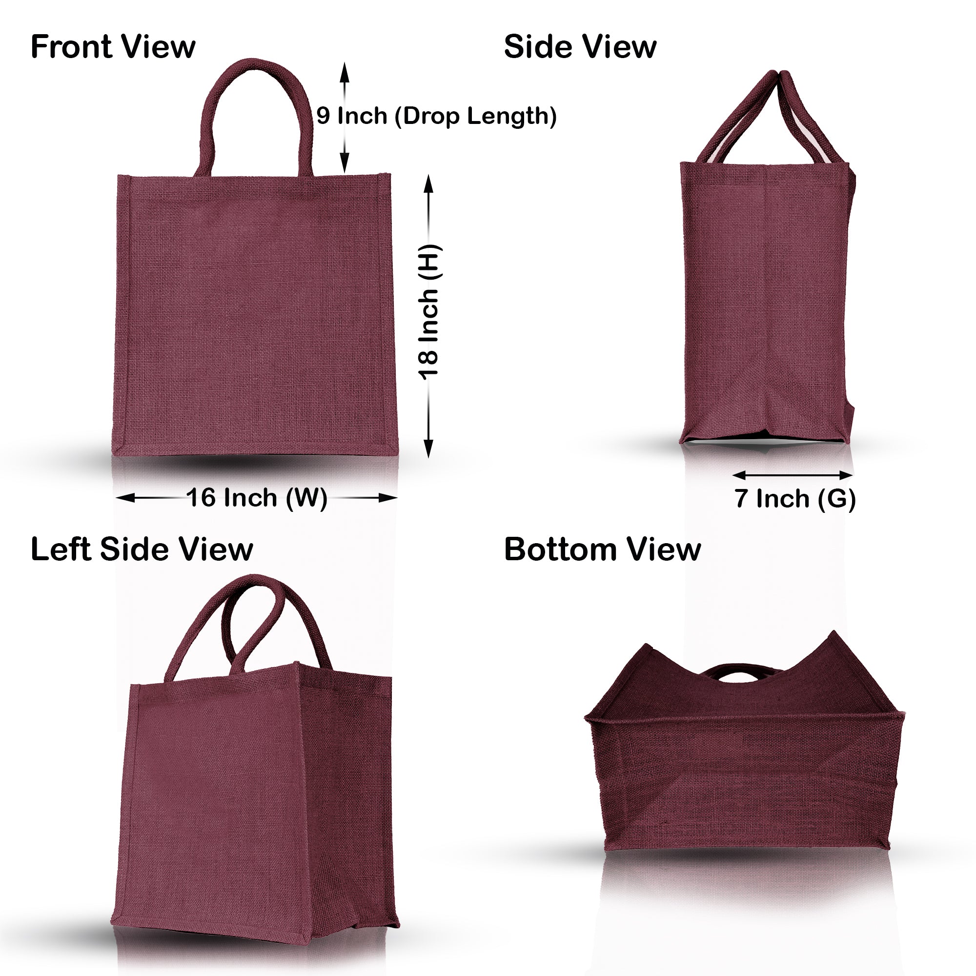 Jute Shopping Bags – Colourful Reusable Burlap Totes for Gifting, Promotions & Daily Use (Packs of 4)