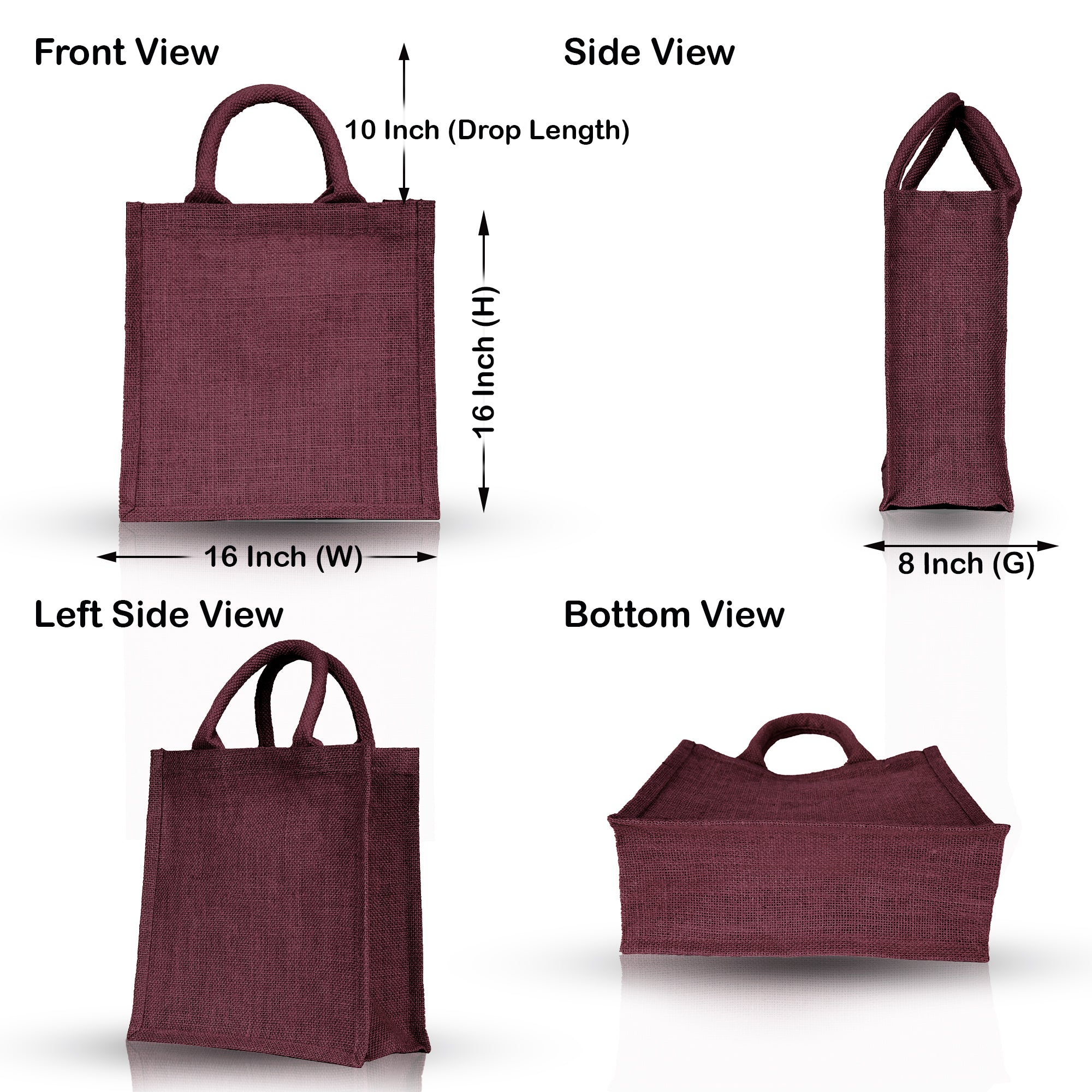 Jute Shopping Bags - Coloured Burlap Totes, Reusable for Gifting, Promotions & Daily Use (Packs of 8)