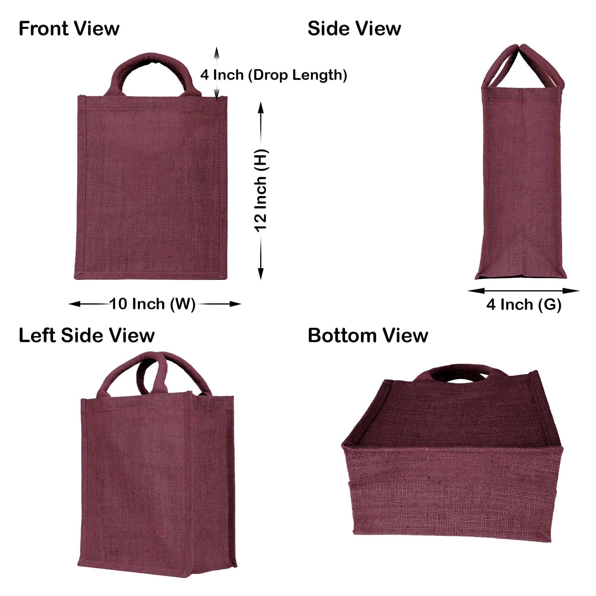 Colorful Reusable Jute Tote Bags – Perfect for Shopping, Weddings, Bridesmaids, Valentine’s, Mother’s Day & Beach Parties (Packs of 4)