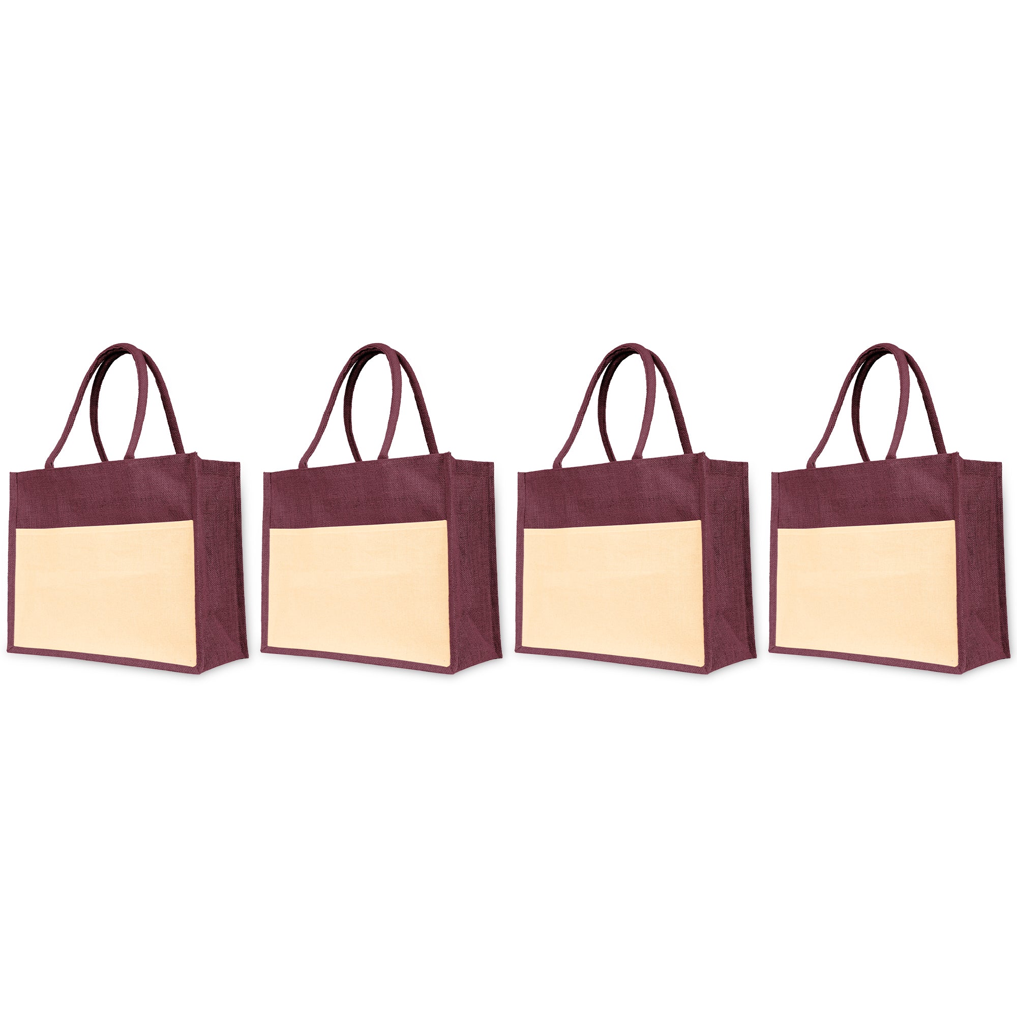 Colorful Jute Tote Bags – Reusable Burlap Totes for Everyday Use, Shopping, Travel, Holidays & Special Occasions (Pack of 4)