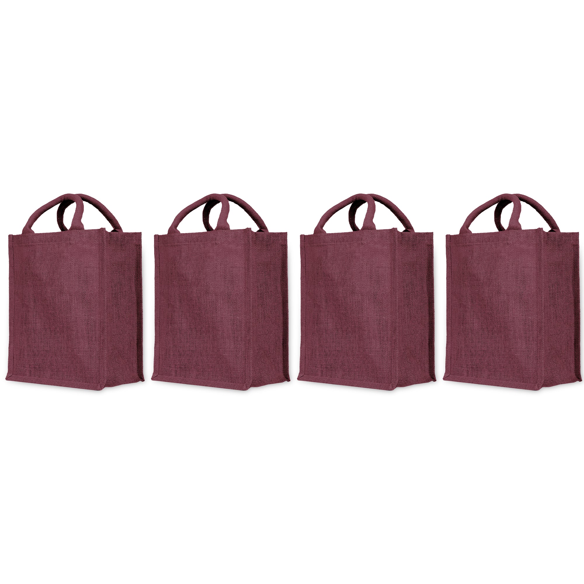 Colorful Reusable Jute Tote Bags – Perfect for Shopping, Weddings, Bridesmaids, Valentine’s, Mother’s Day & Beach Parties (Packs of 4)