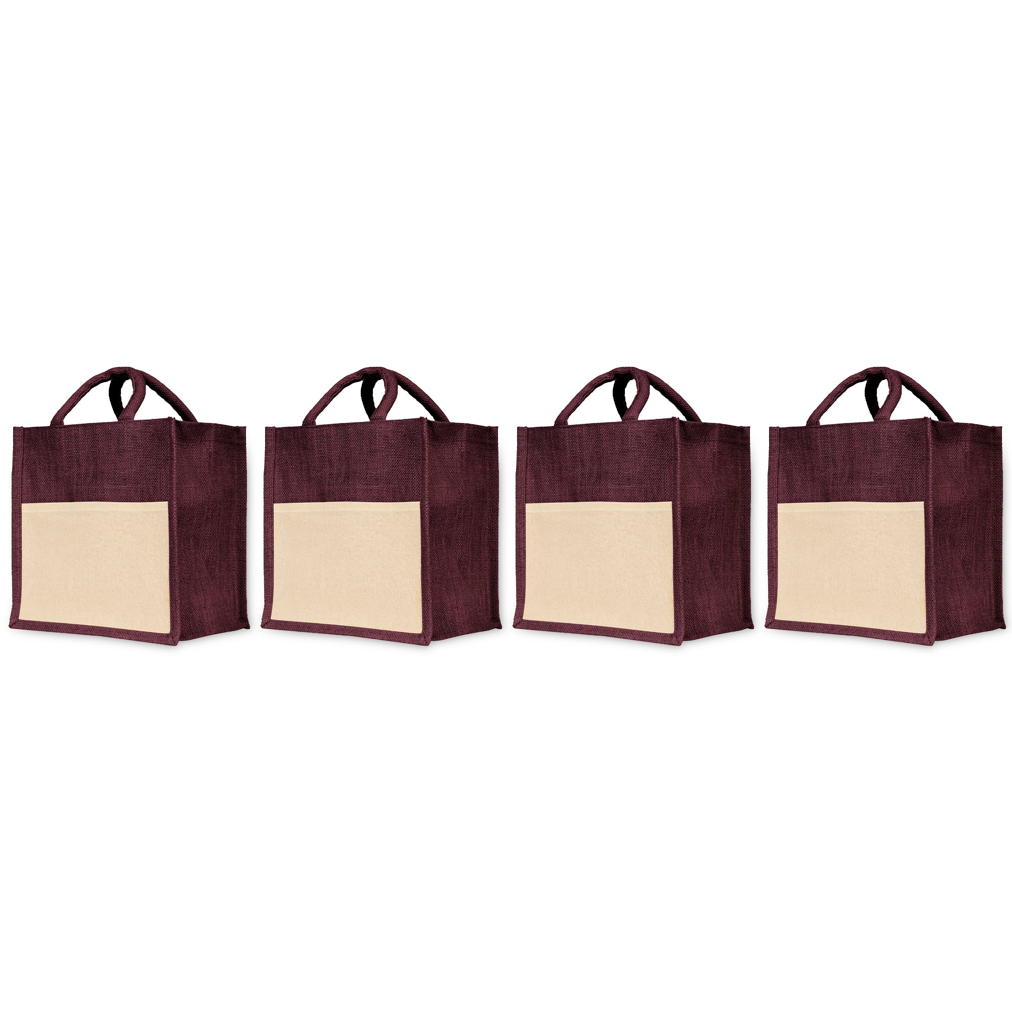 Jute Bags – Totes Bag-Shopping, Travel, Weddings, Christmas, New Year, Thanks Giving Day (Set of 4)