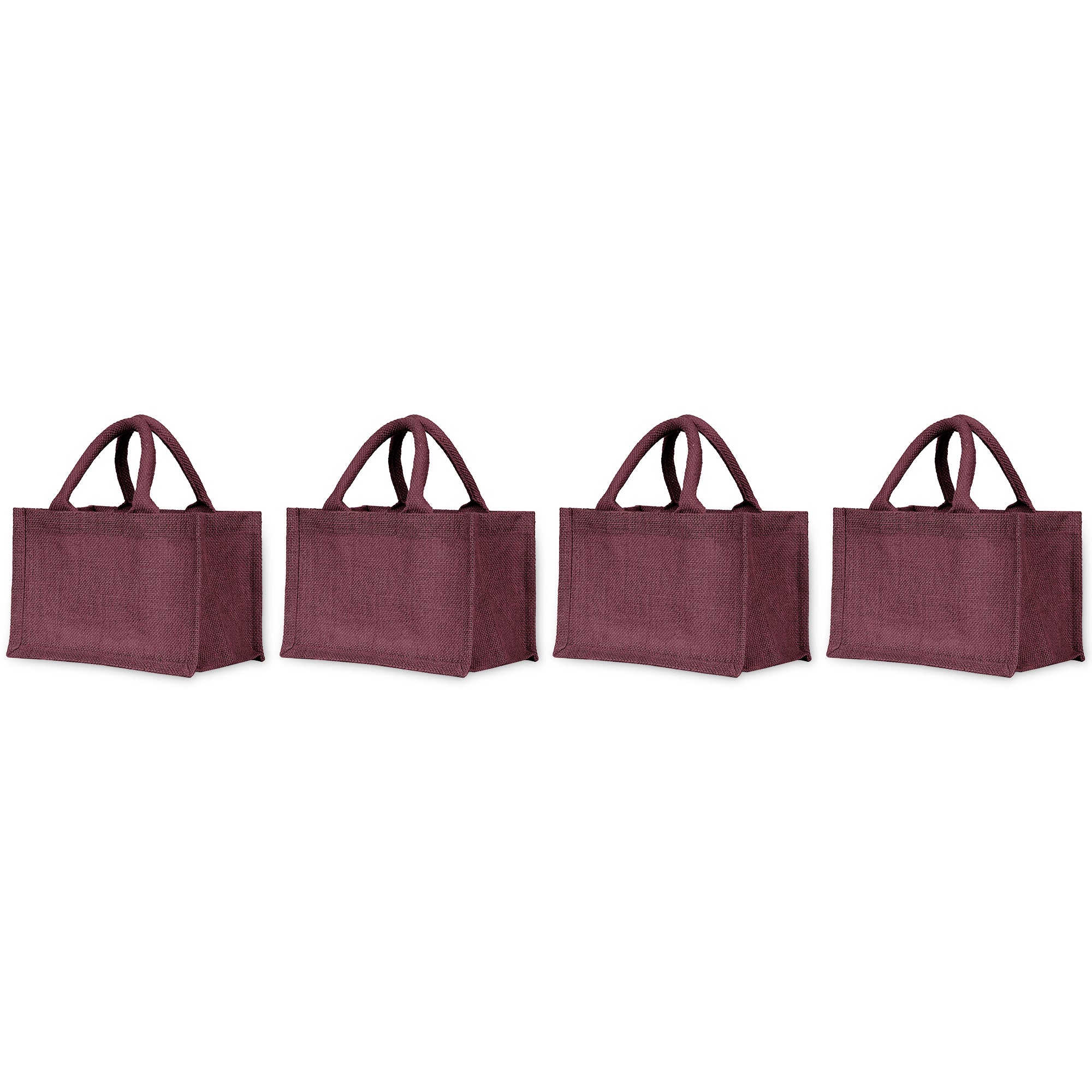 Vibrant Jute Tote Bags – Burlap Shopping Totes in Red, Pink, Green & Orange – Great for Holidays, Weddings, Travel & Everyday Use (Pack of 4)