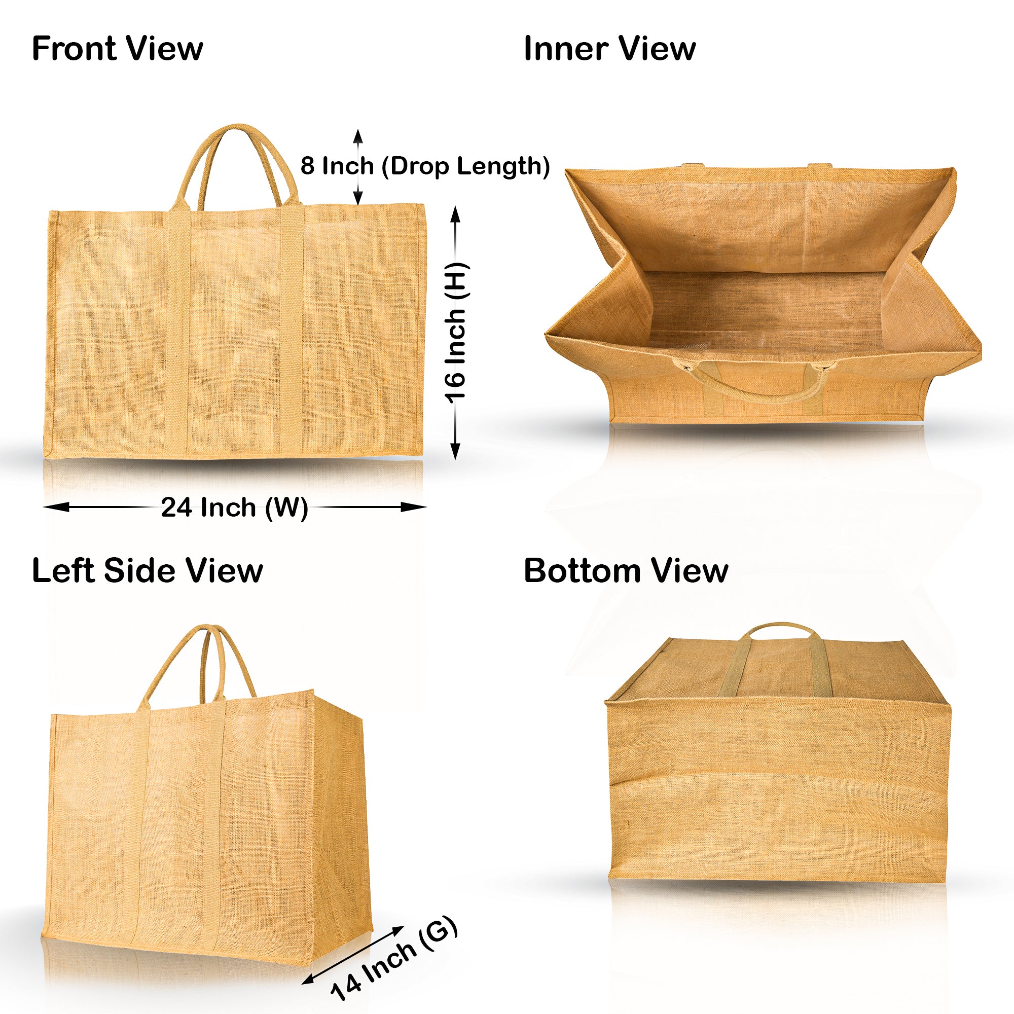 Eco-Friendly Jute Burlap Shopping Tote Bags – Reusable Bags for Beach, Grocery, Gifts & Daily Use (Set of 8)