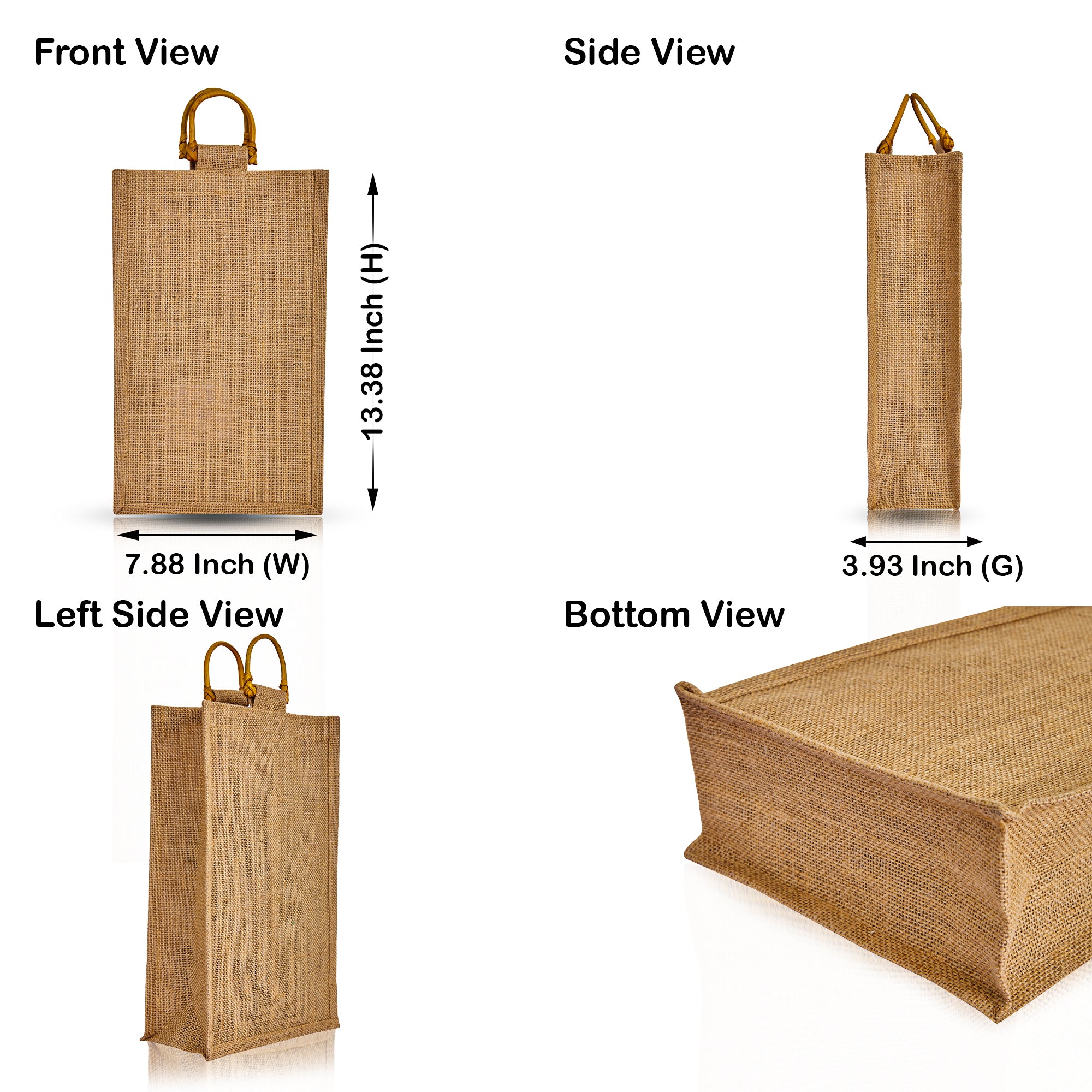 Jute Wine Gift Bags with Cane Handles – 2-Bottle  Burlap Totes for Wine, Christmas, Weddings, New Year & Special Occasions (Packs of 12)