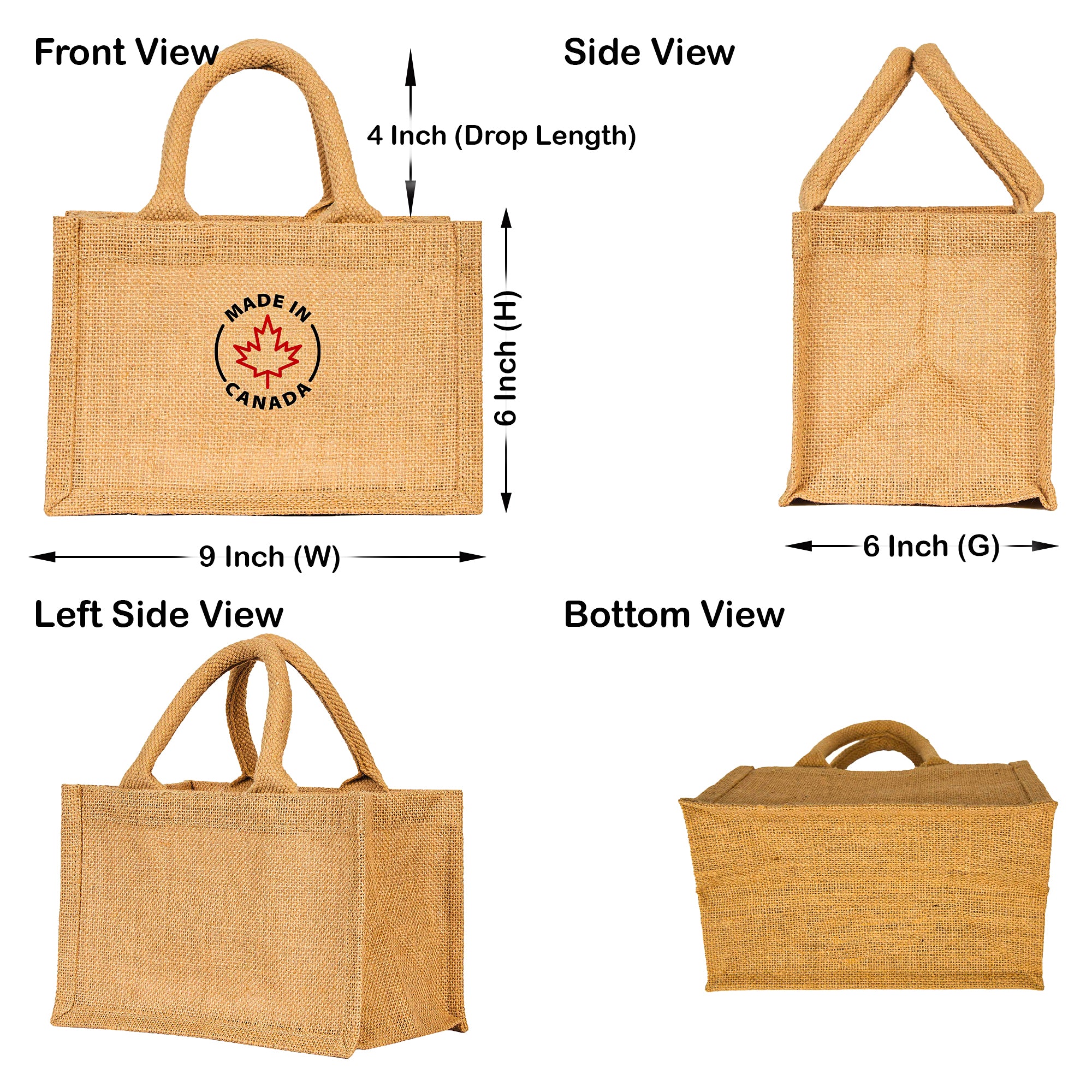 Reusable Burlap Tote Bags with Handles – Blank Jute Gift Bags for Shopping, Weddings, DIY, Valentine’s & Beach Parties (Packs of 8)